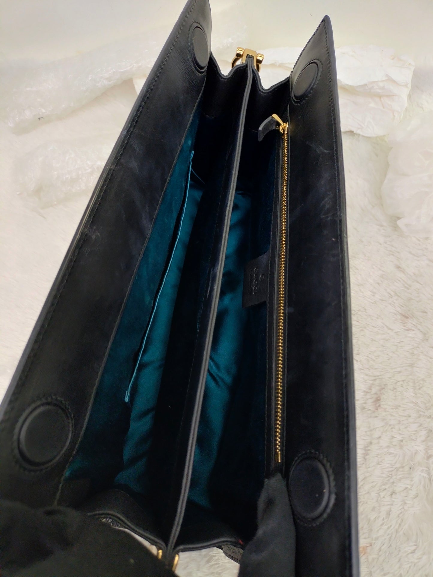Gucci Ophidia Medium Suede Patent Black Red GHW