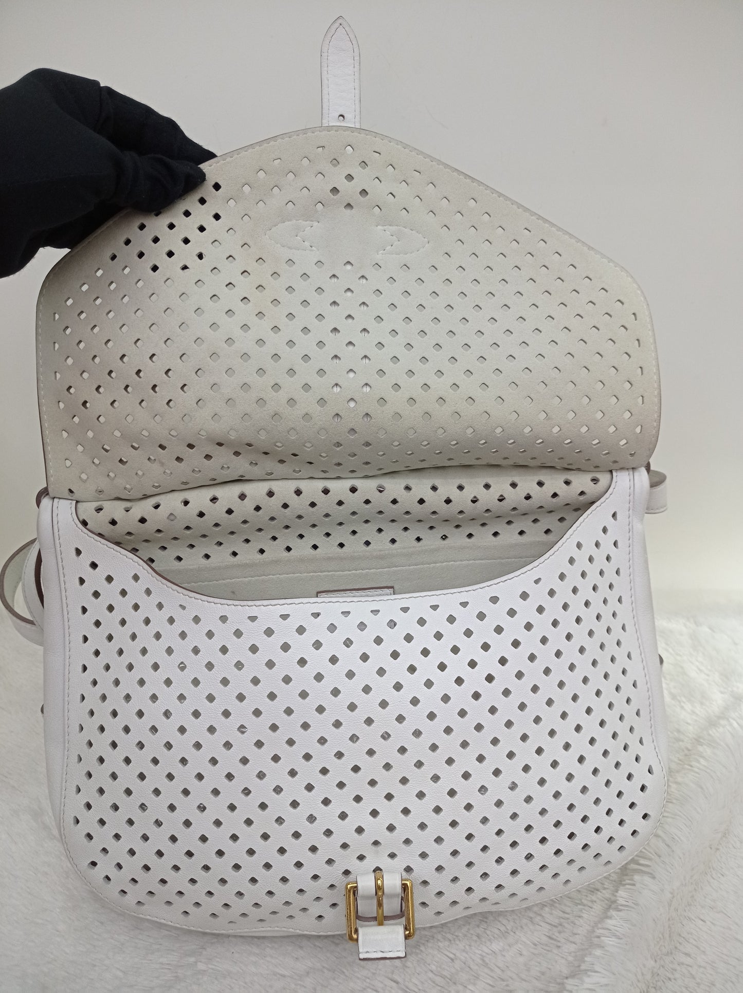 LV Saumur Perforated Limited Edition White Flore