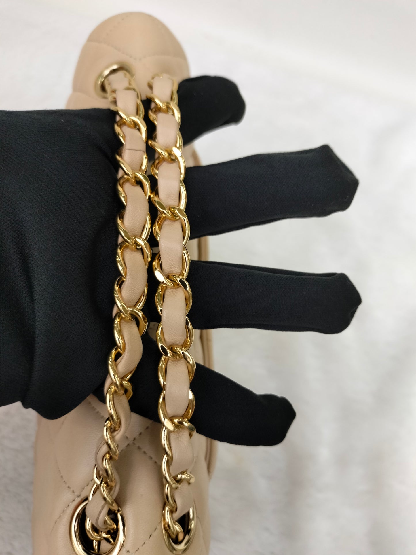 Chanel Medium Lamb Beige GHW DF #19