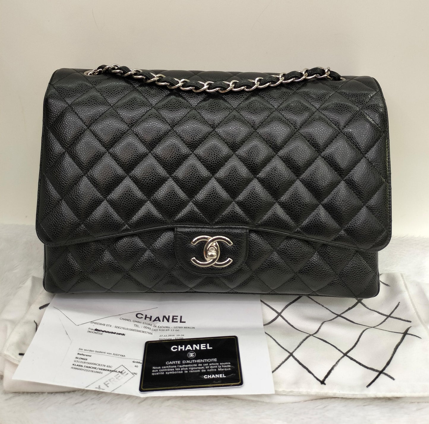 Chanel Maxi Caviar Black SHW DF #23