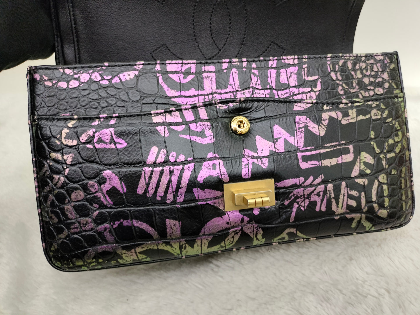 Chanel Reissue Medium Croco Graffity Black GHW DF #28