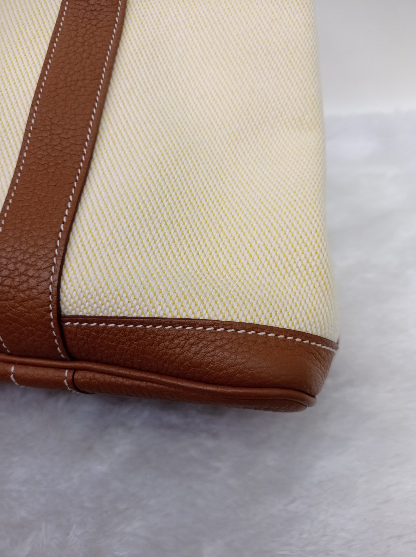 Garden Party 30 Canvas Leather Jaune Citroen Biscuit #C