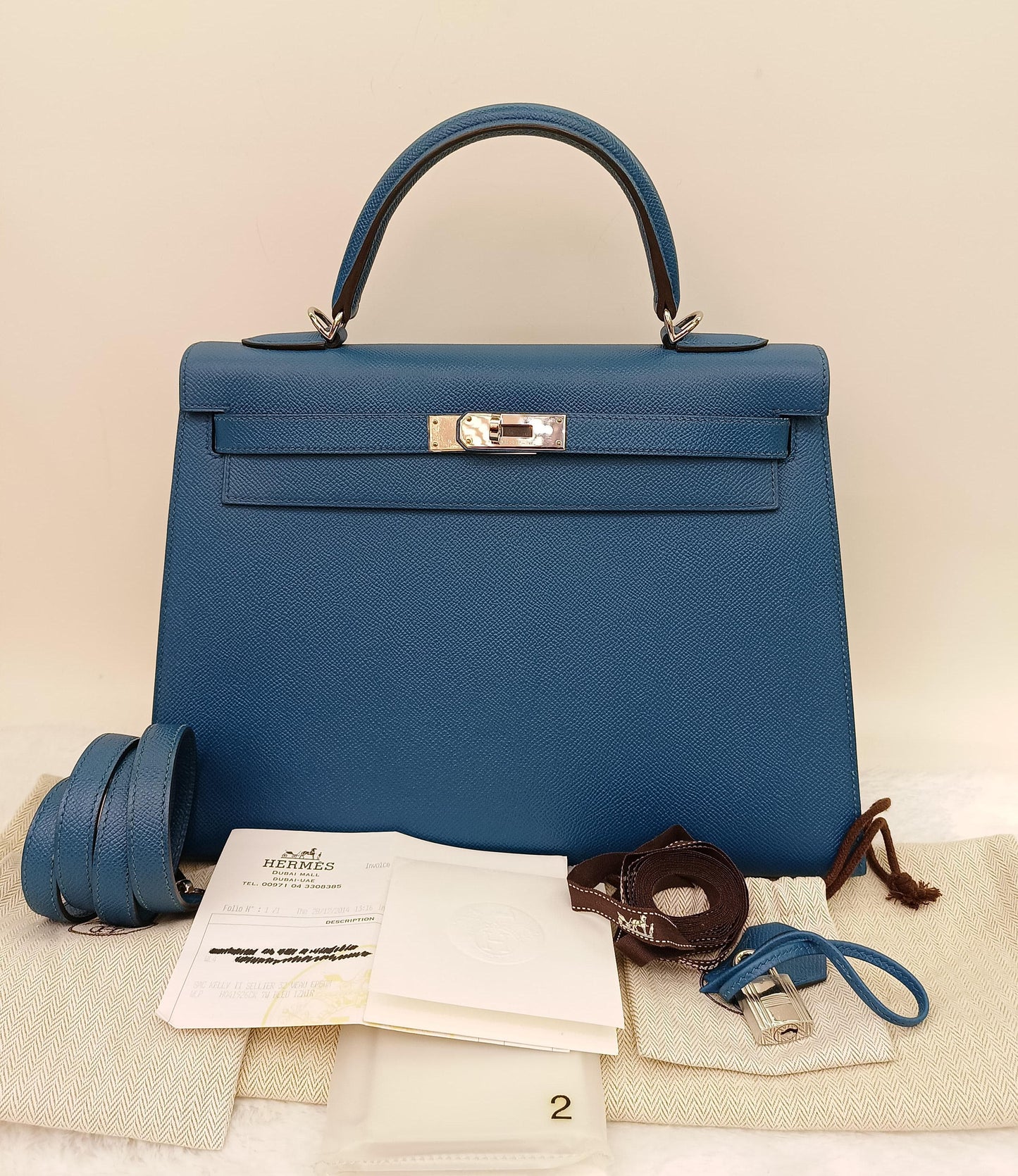 Kelly32 Epsom Sellier Bleu Izmir PHW #R square