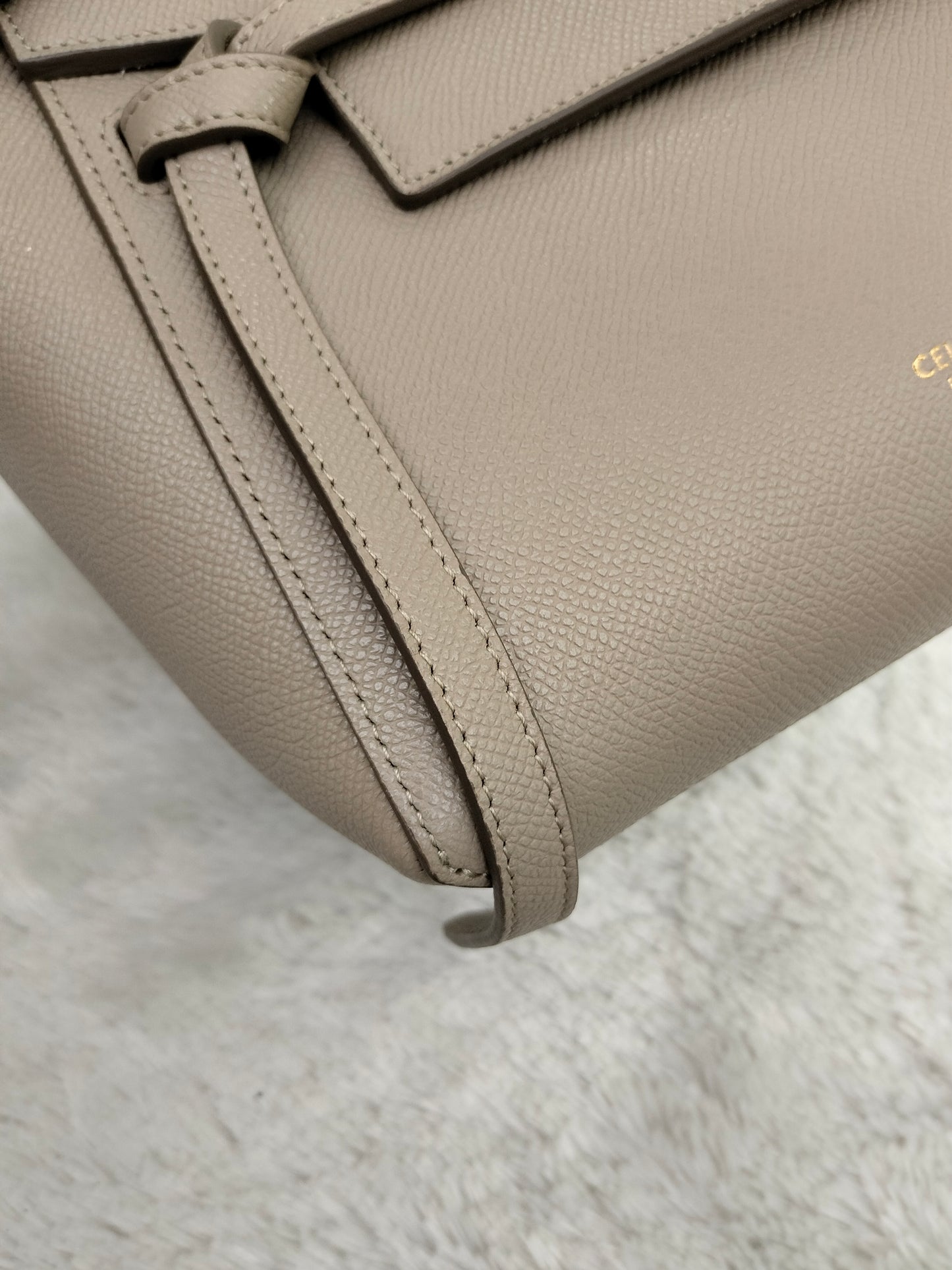 Celine Nano Belt Grained Light Taupe GHW 2019