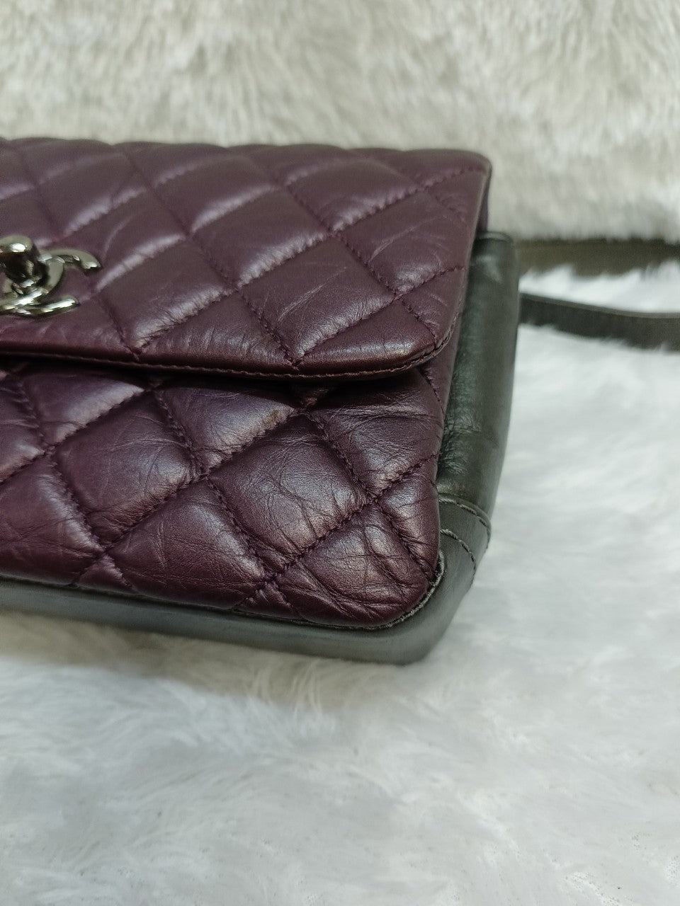 Chanel Mini Flap Lady Pearly Grey Purple SHW #17 Size 19x13x6cm