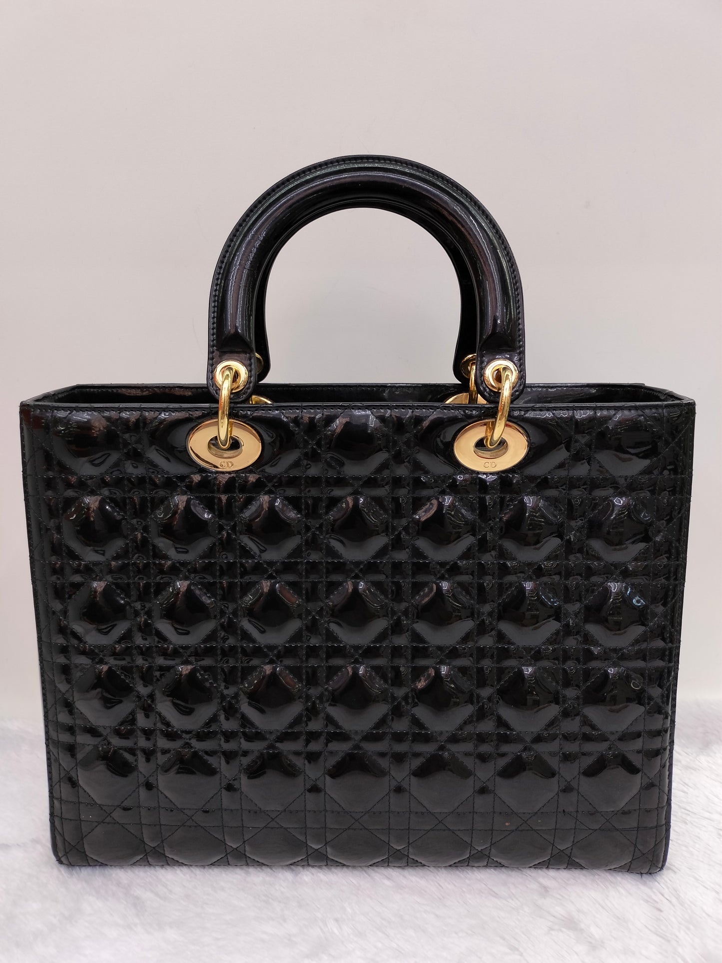 Lady Dior Large Patent Black GHW 2015