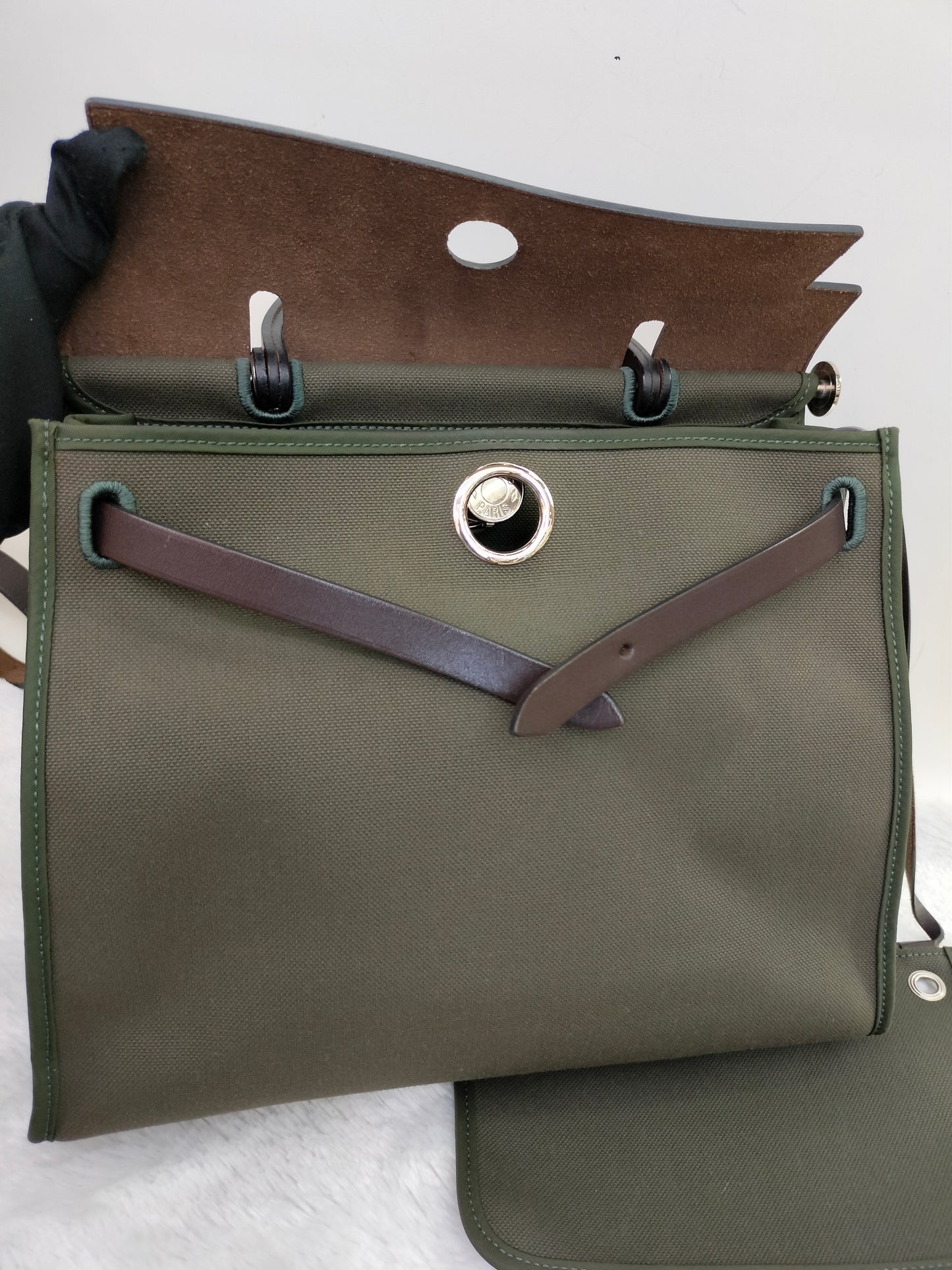 HB31 Zip Toile Vert Olive PHW #T