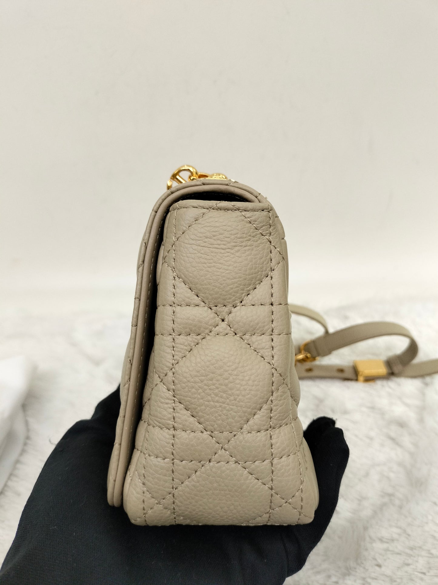 Dior Caro Small Supple Cannage Beige GHW 2023