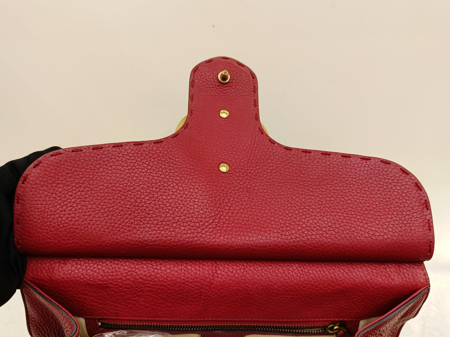 Gucci Top Handle Medium Marmont Grained Red GHW