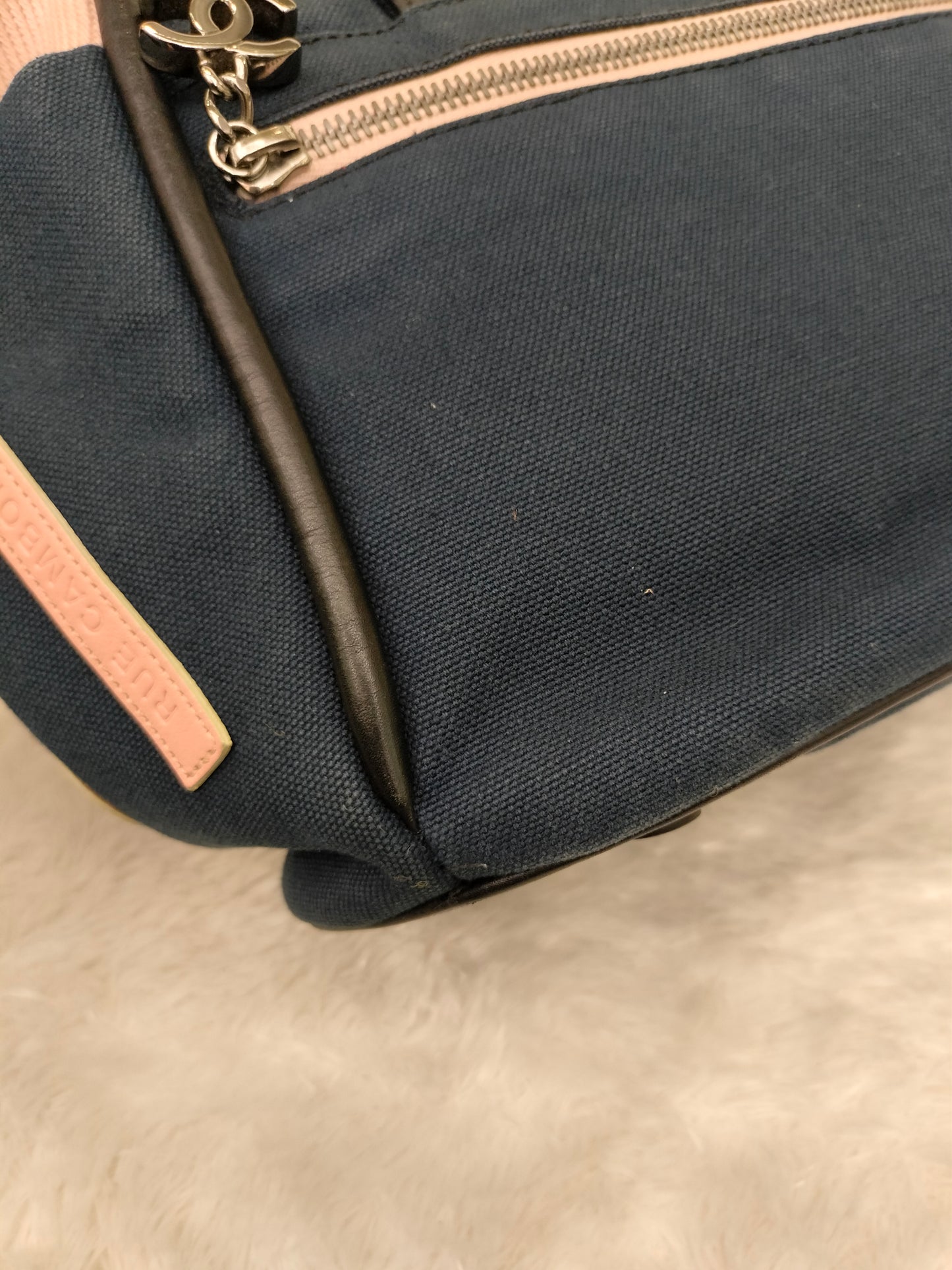 Chanel Mademoiselle Cruise Reissue Tote Canvas Blue White Black SHW #9