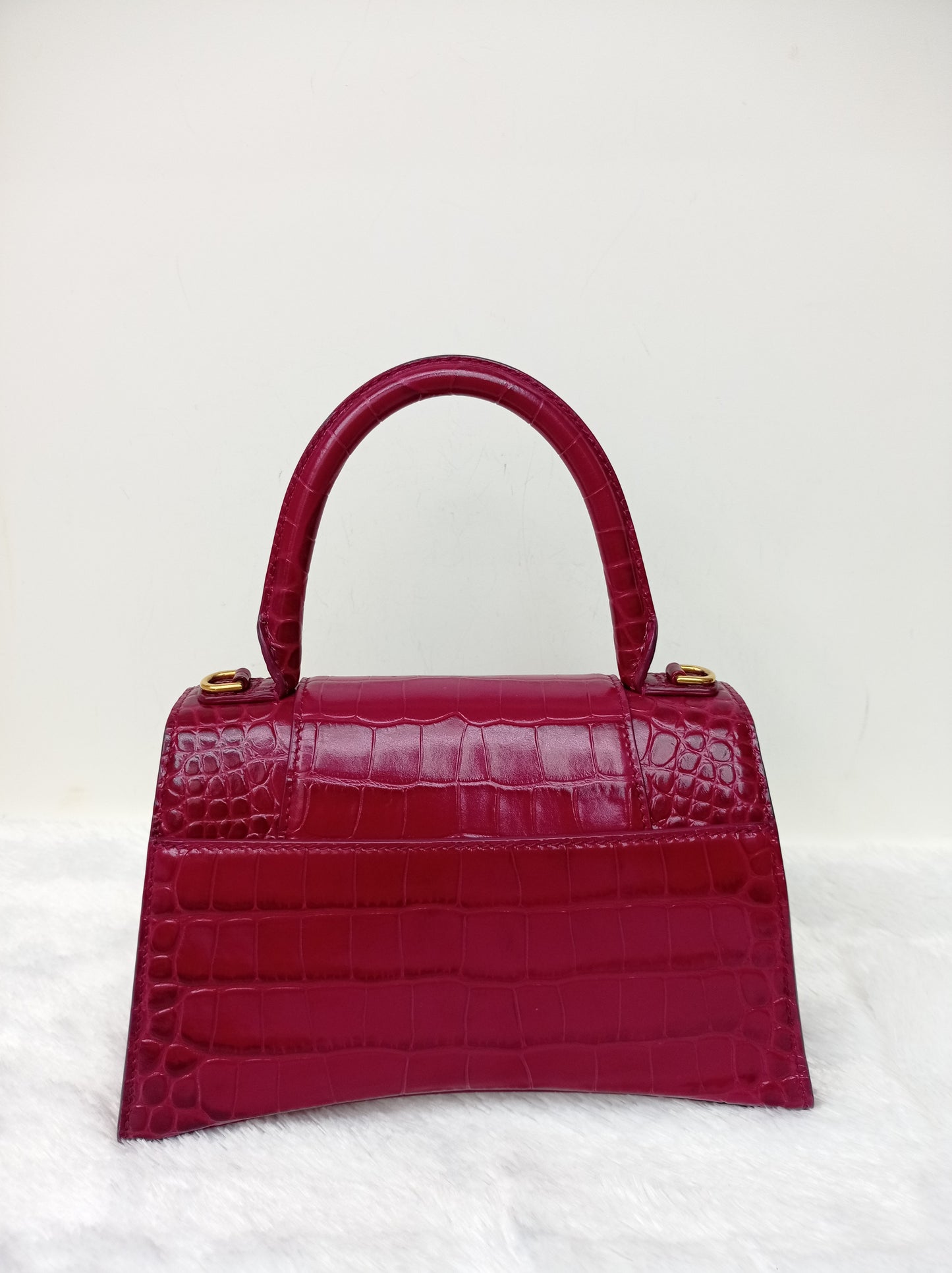 Balenciaga Hourglass Small Croco Raspberry GHW