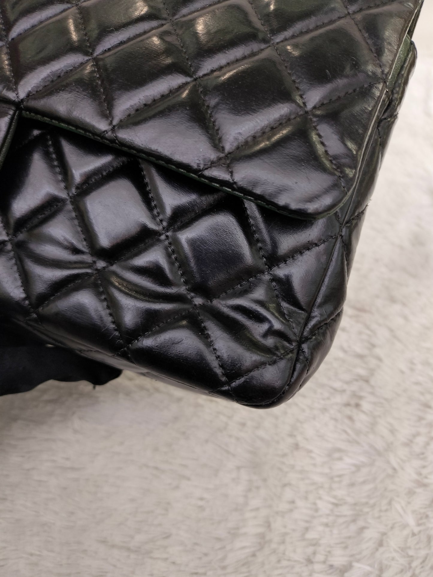 Chanel Medium Patent Black Green SHW DF #15