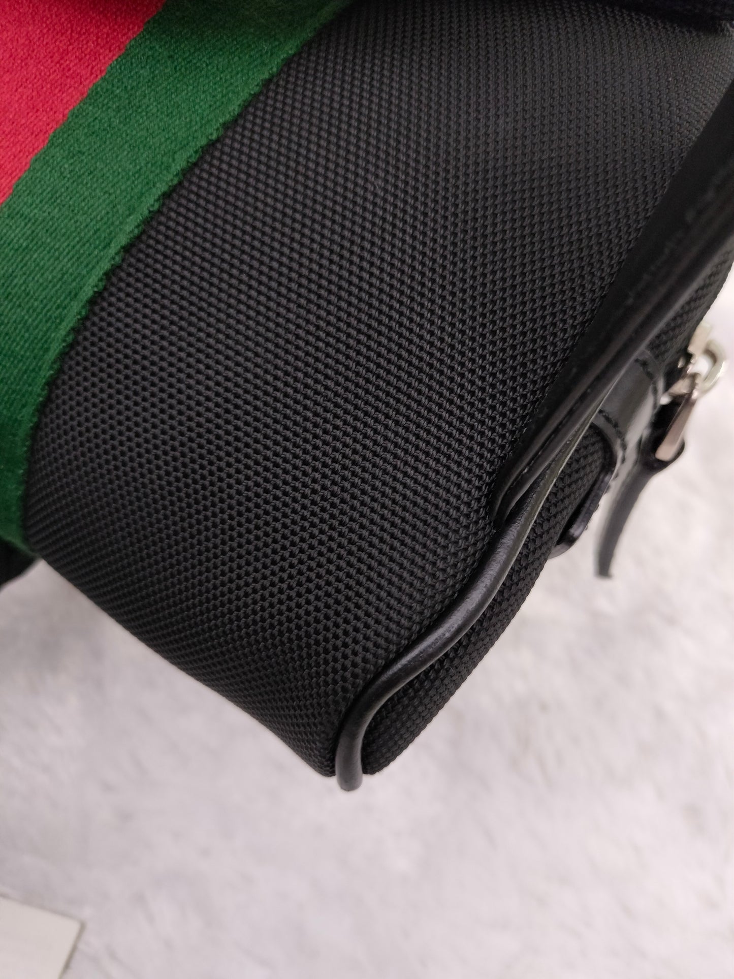 Gucci Techno Web Belt Bag Stripe Canvas Black SHW