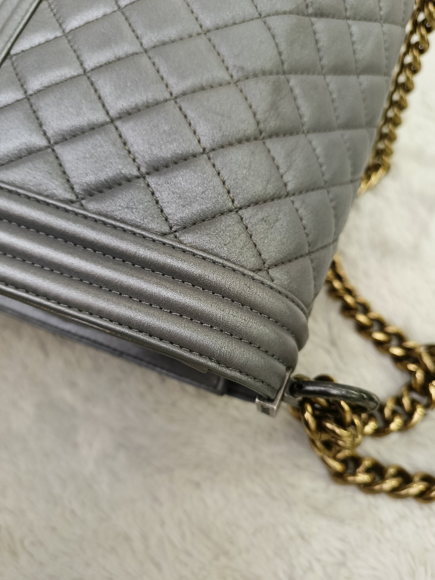 Chanel Boy 25 Calfskin Silver RGHW #19