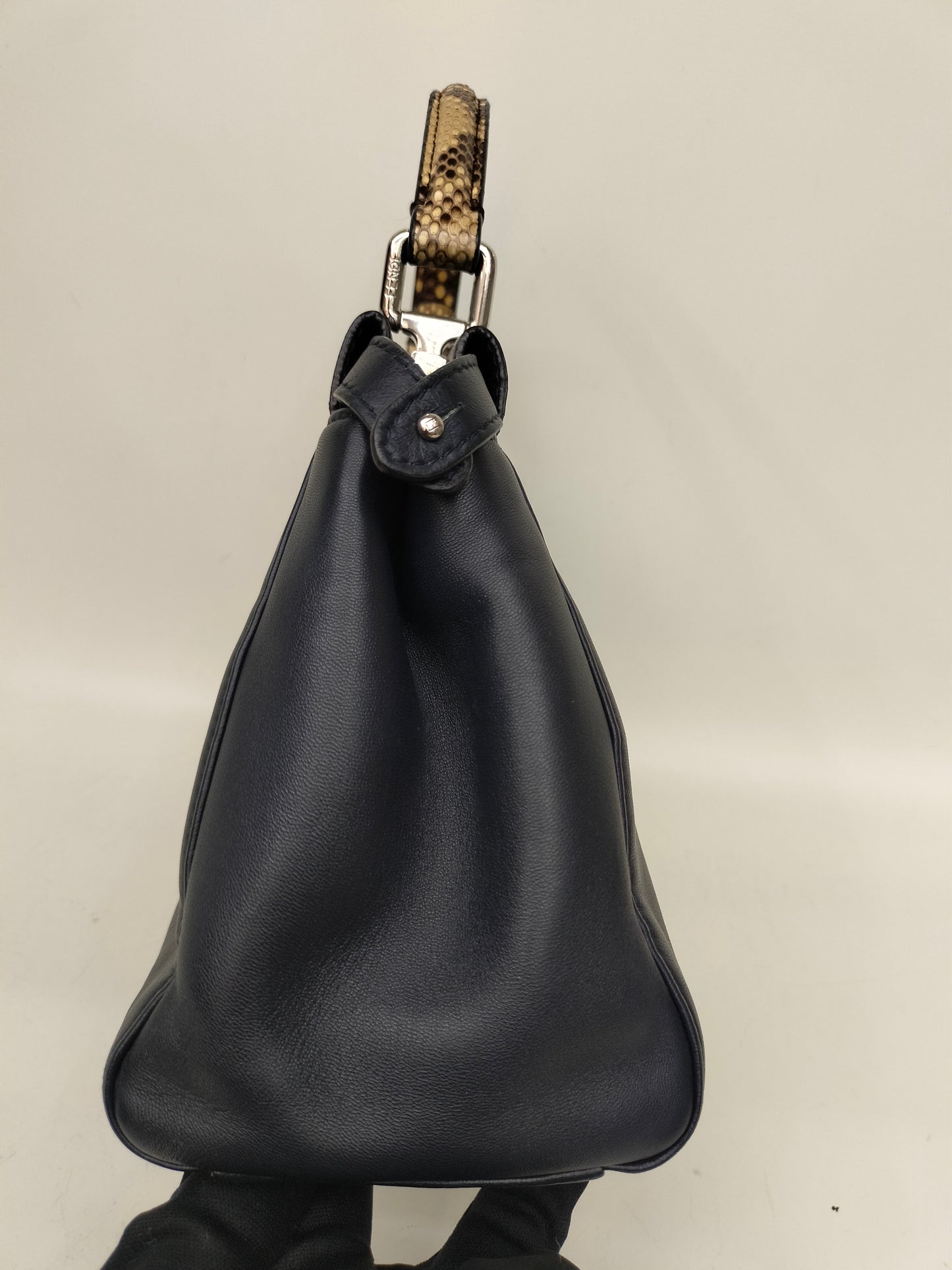 Fendi Peekaboo Mini Monster Black Handle Python SHW