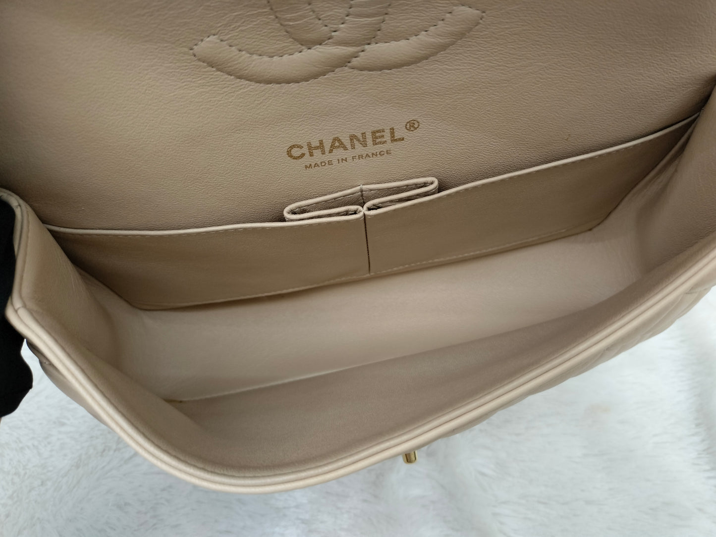 Chanel Medium Lamb Beige GHW DF #19