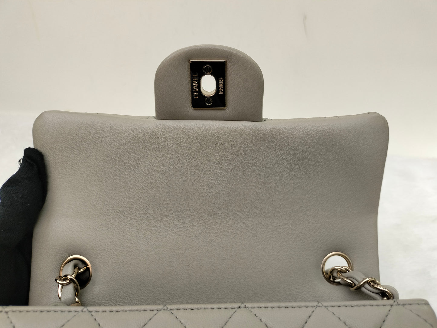 Chanel Mini Rectangular Lamb Light Grey LGHW (CHIP)