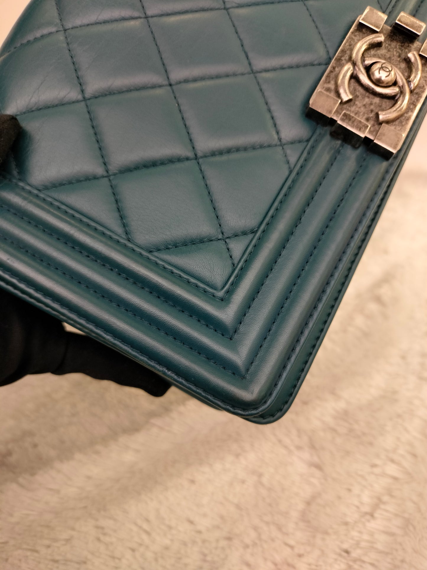 Chanel Boy 25 Lamb Turquoise RHW #19