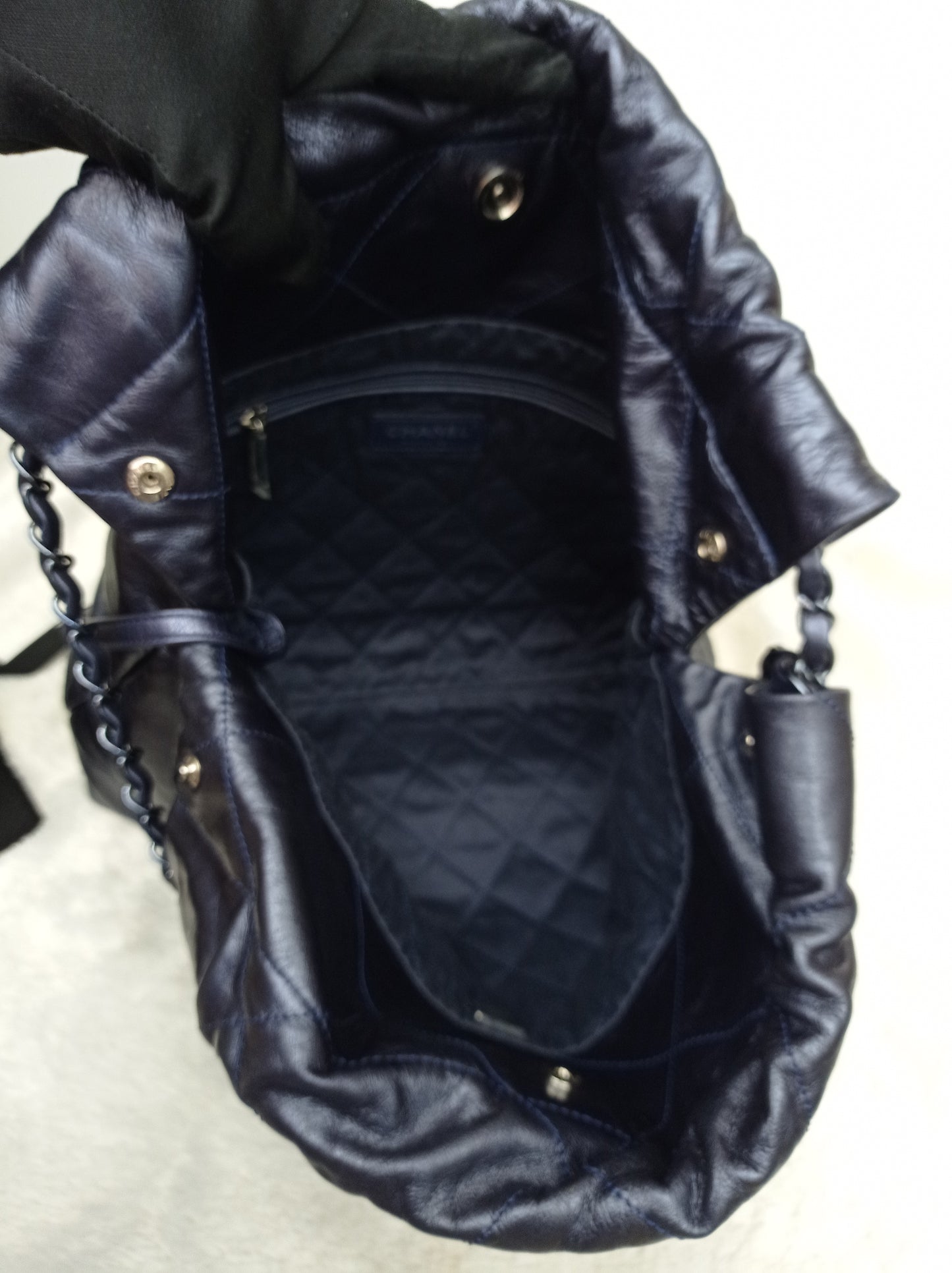 Chanel C22 Small Calfskin Iridescent Blue Metallic (CHIP)