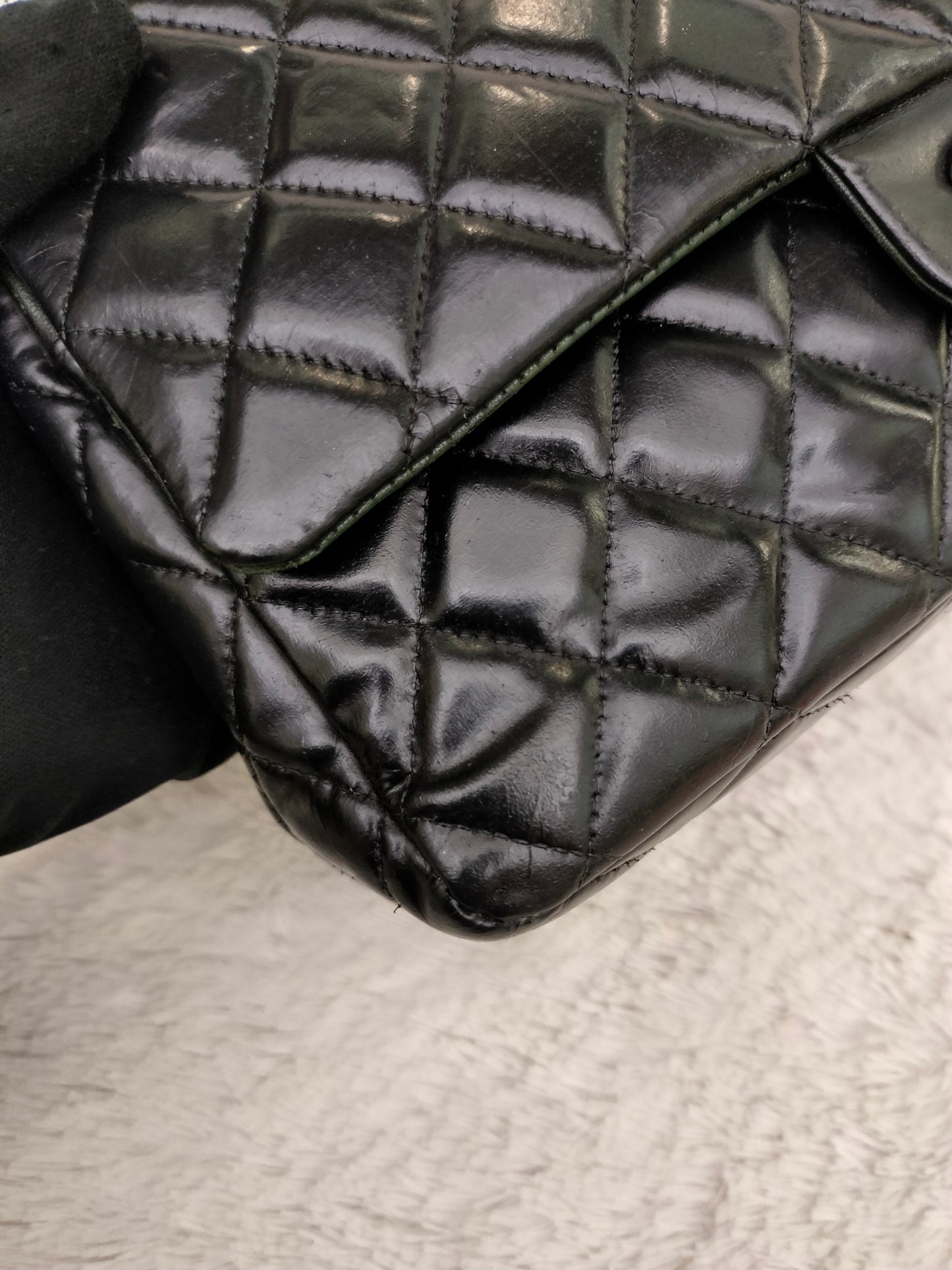 Chanel Medium Patent Black Green SHW DF #15