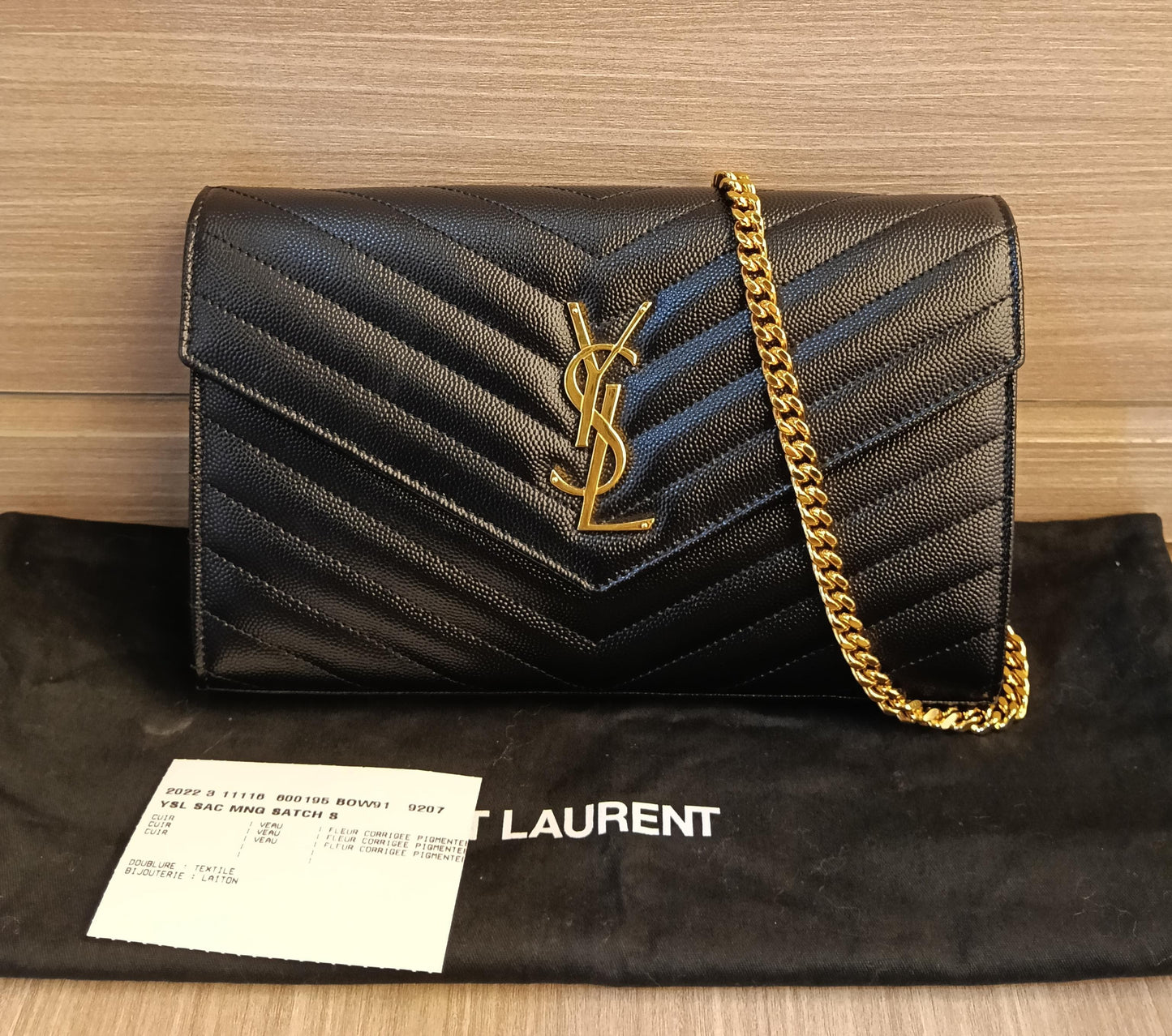 YsL WOC 22 Matelasse Monogramme Grained Black GHW 2022