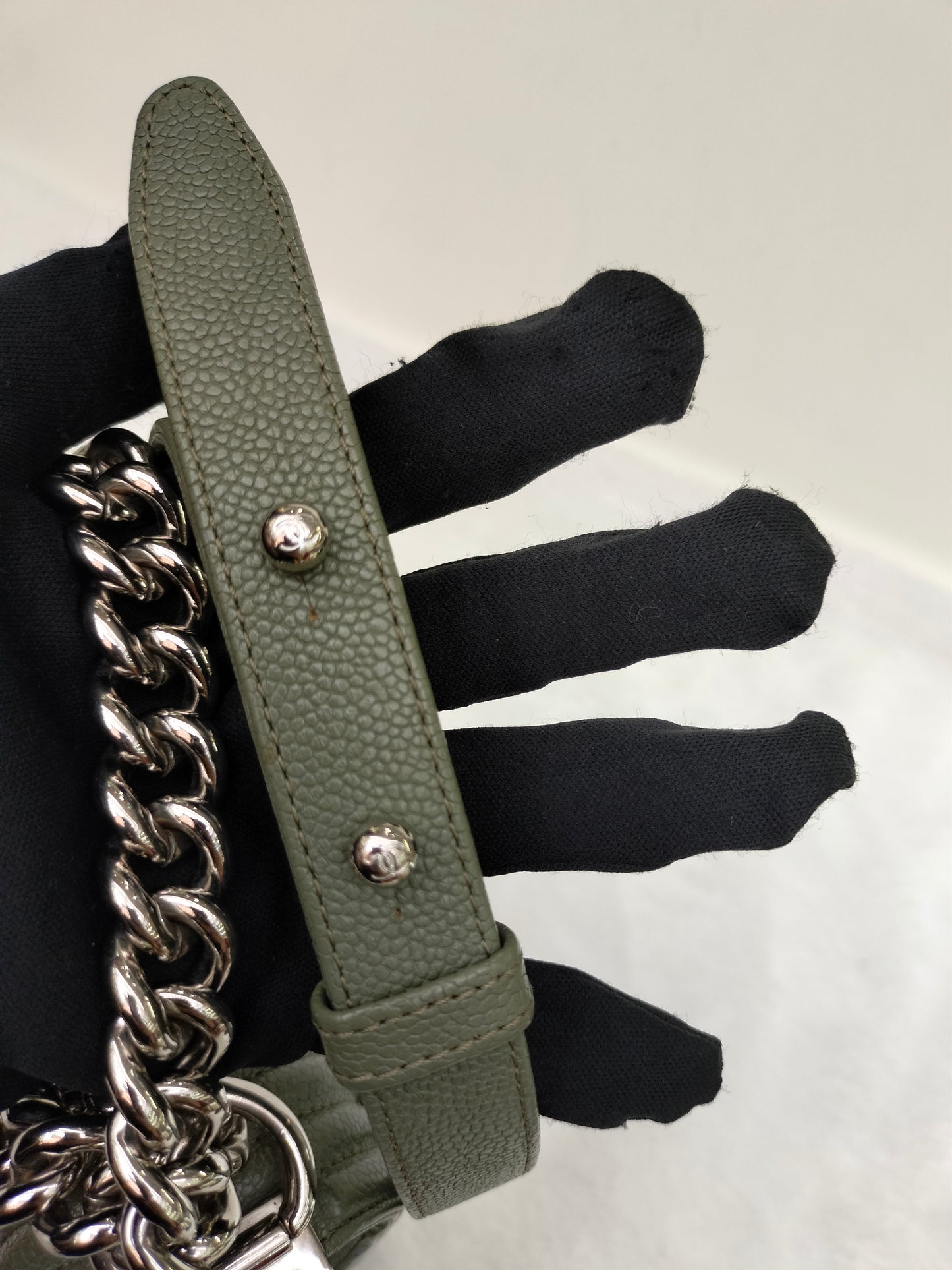 Chanel Boy 25 Caviar Green SHW #25