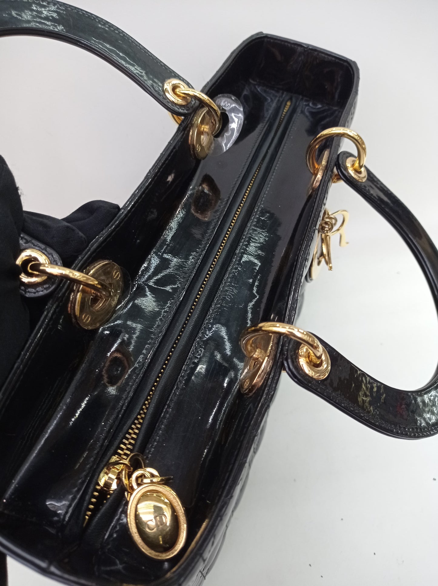 Lady Dior Large Patent Black GHW 2015