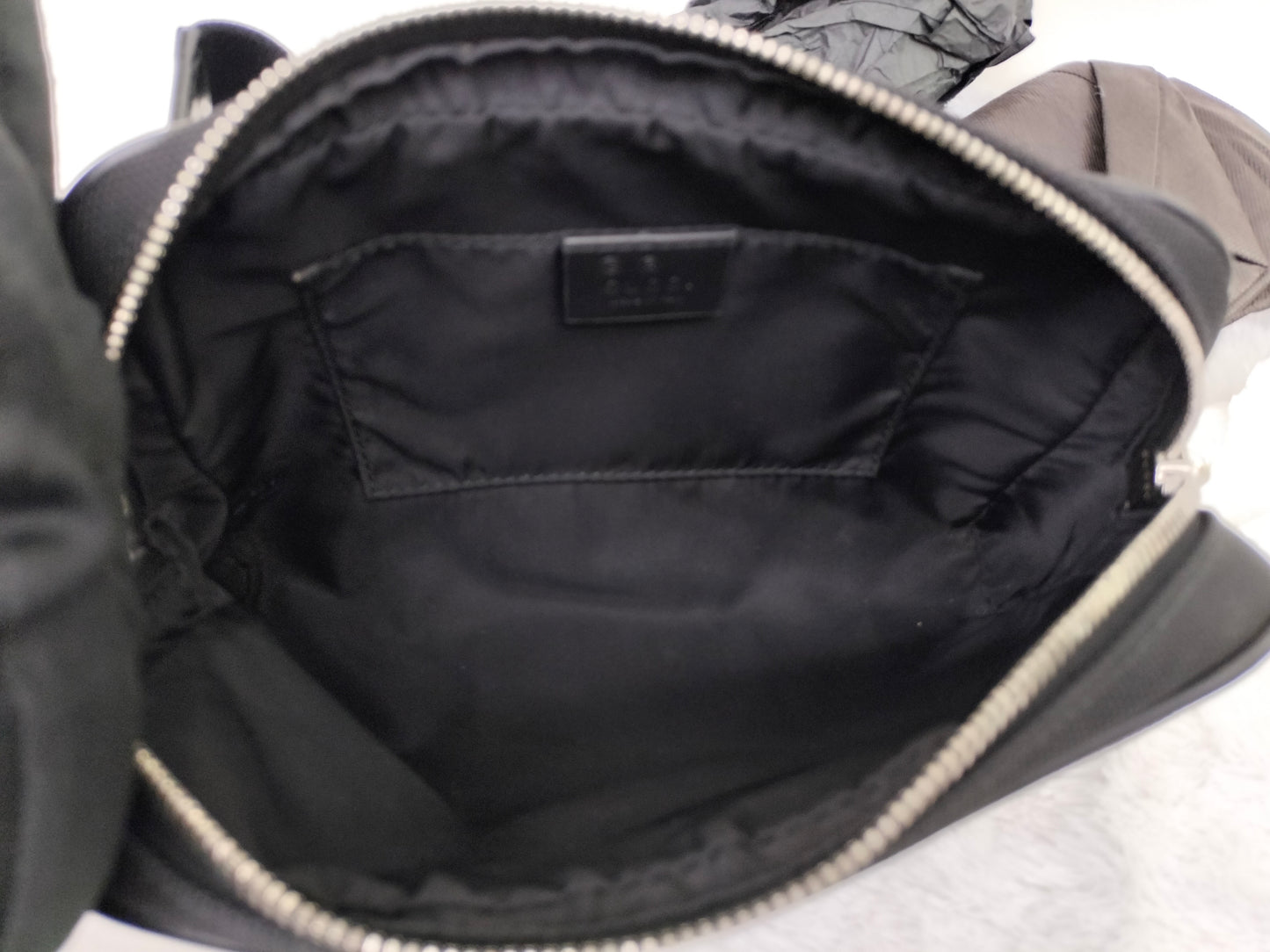 Gucci Techno Web Belt Bag Stripe Canvas Black SHW