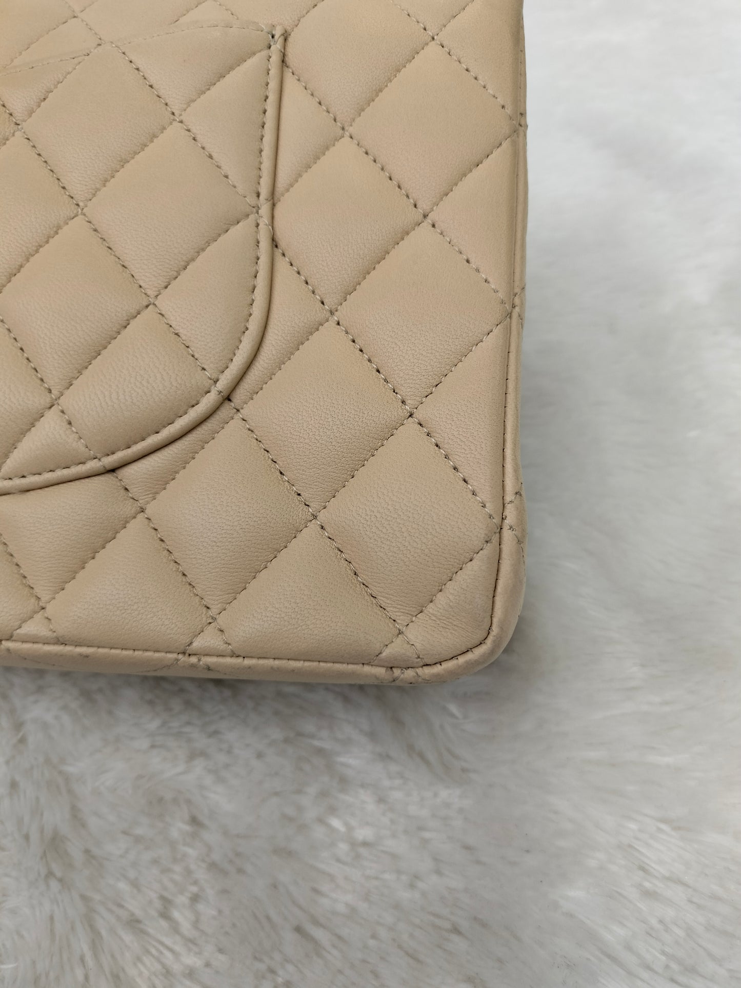 Chanel Medium Lamb Beige GHW DF #19