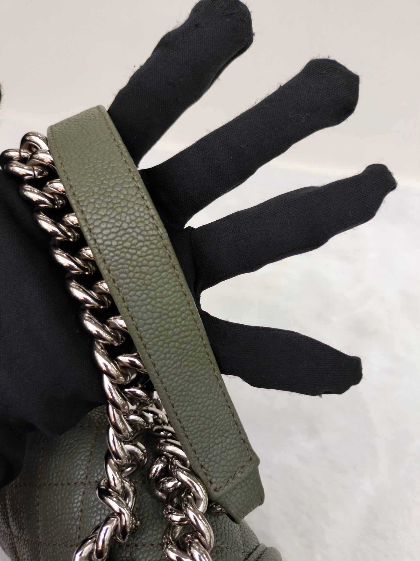 Chanel Boy 25 Caviar Green SHW #25