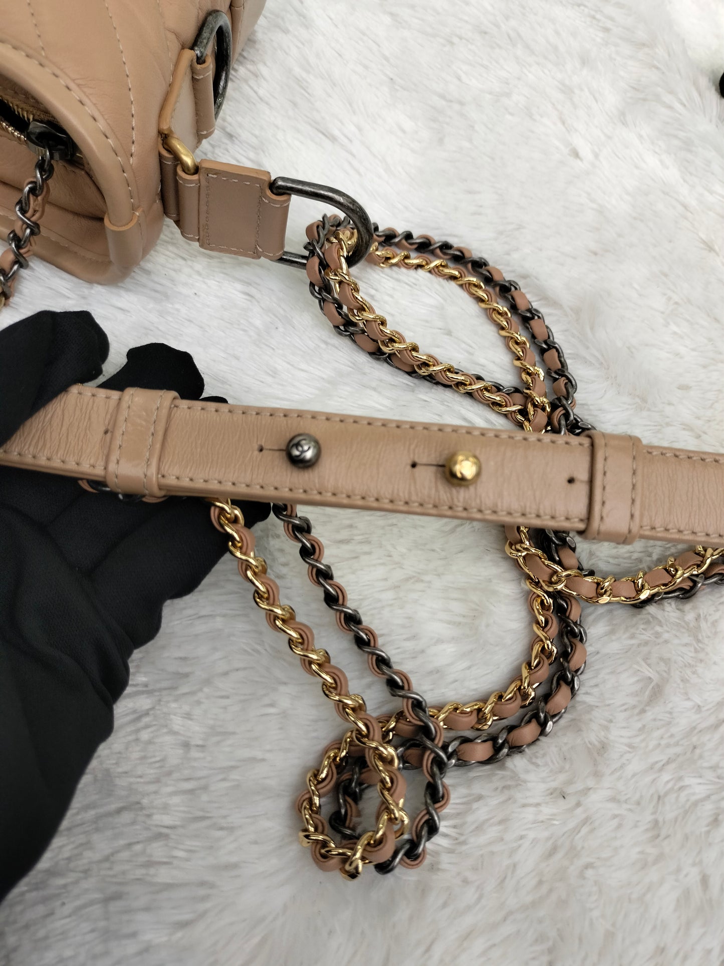 Chanel Gabrielle Small Chevron Beige GHW #29