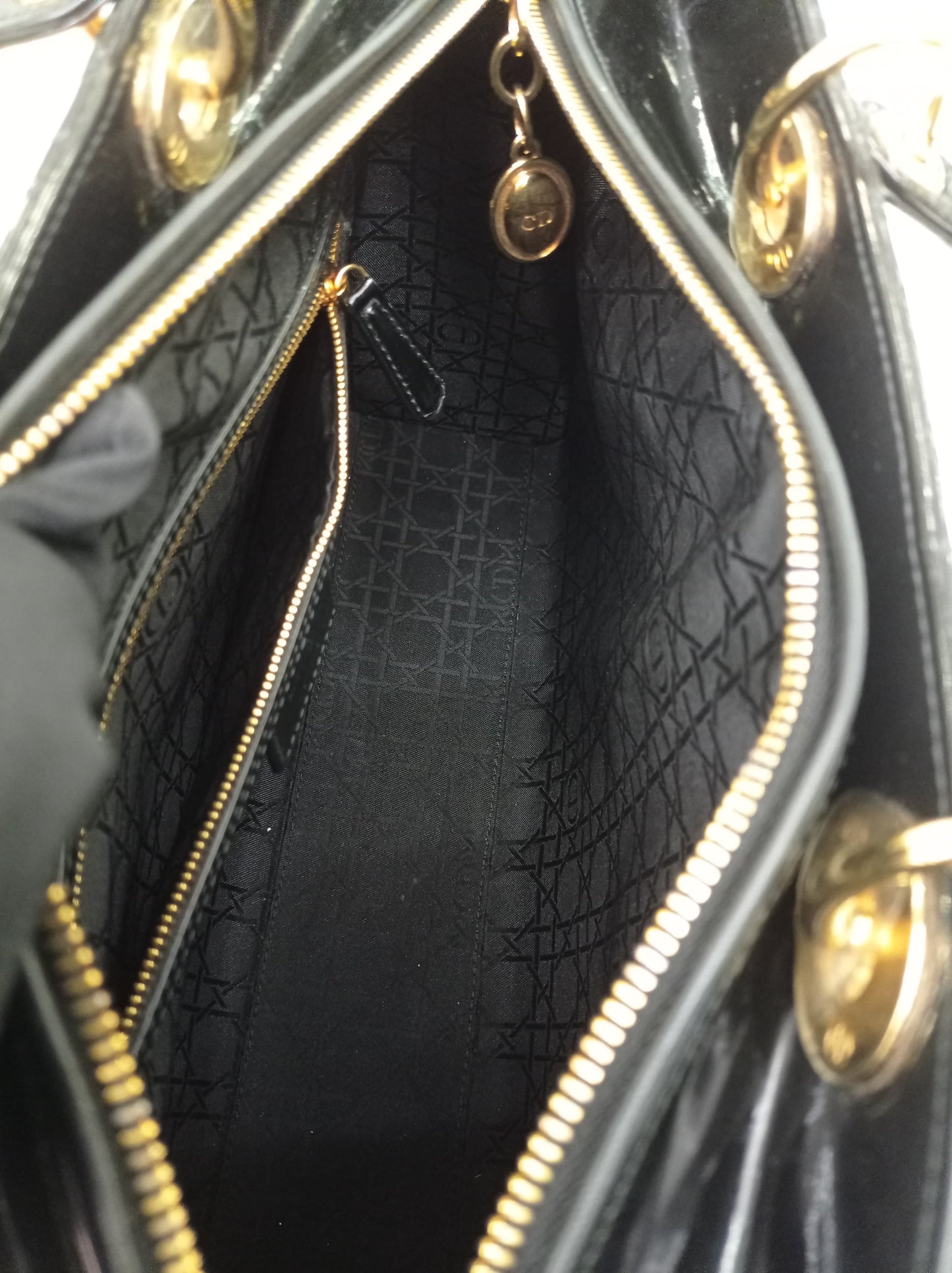 Lady Dior Large Patent Black GHW 2015