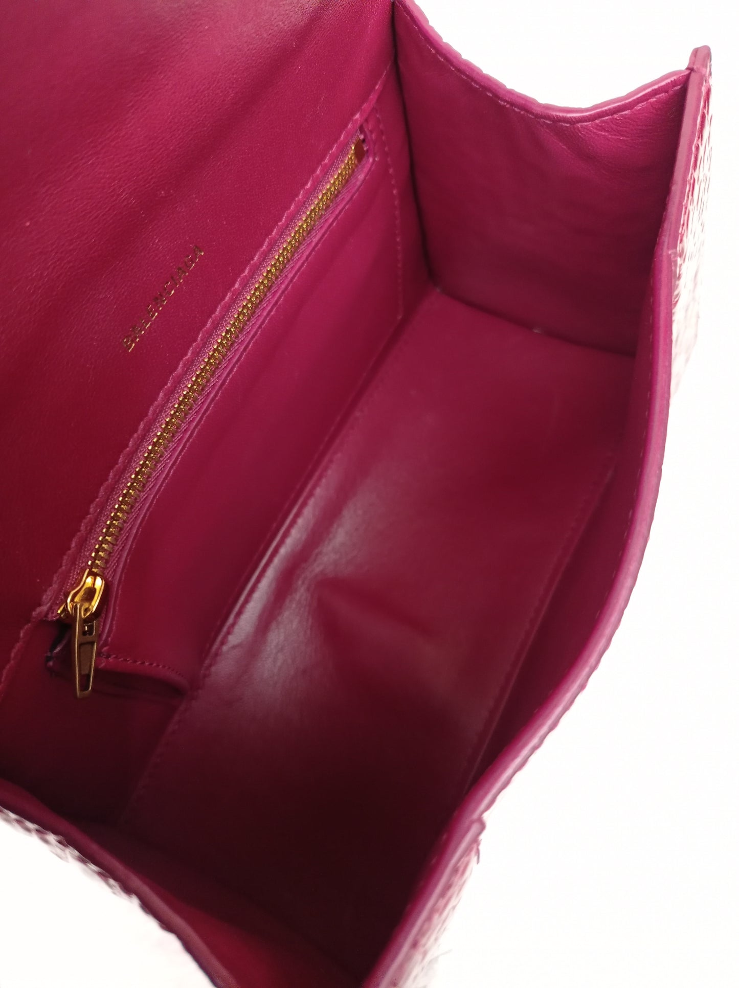 Balenciaga Hourglass Small Croco Raspberry GHW