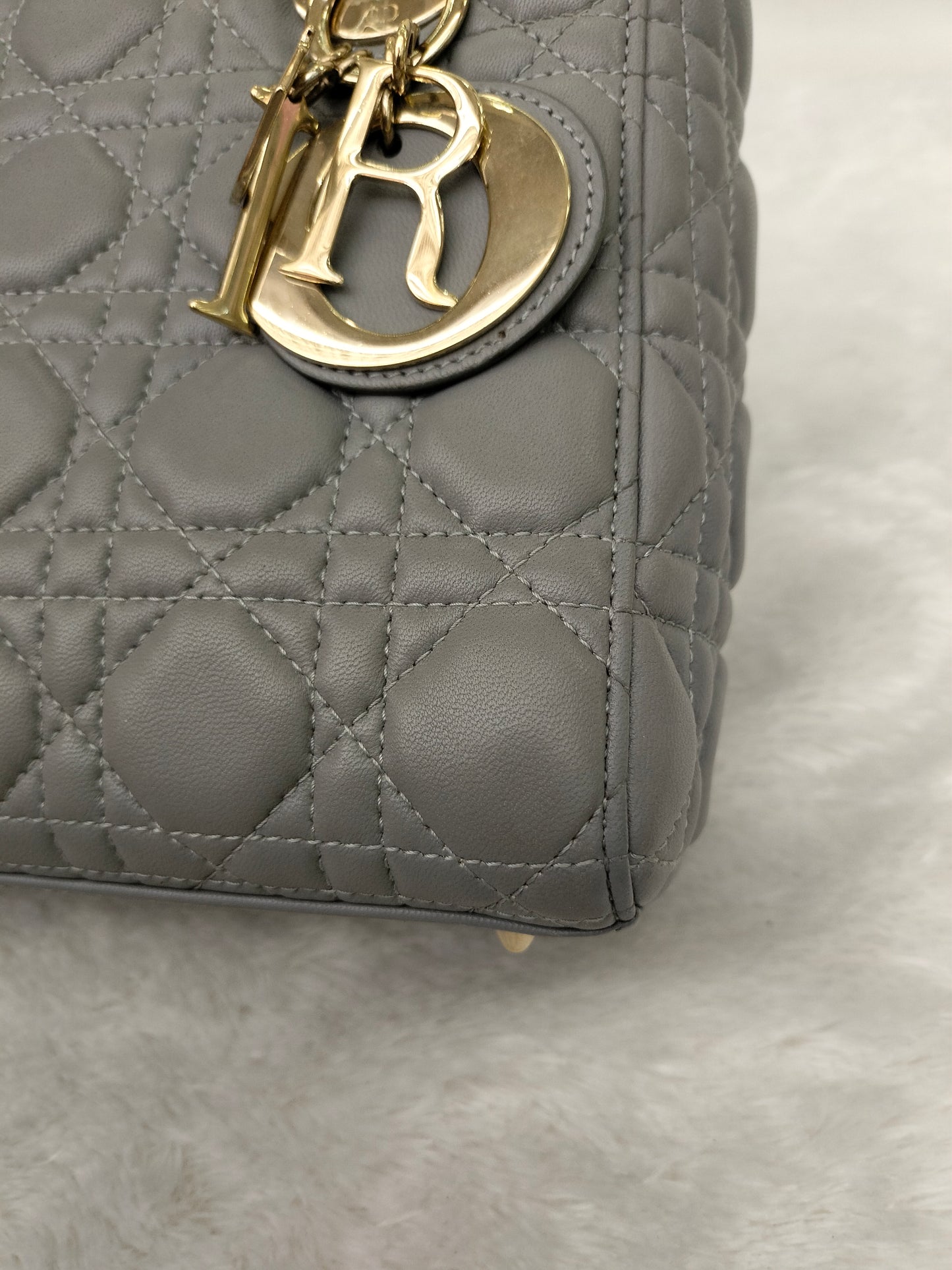 Lady Dior Small Lamb Grey GHW 2016