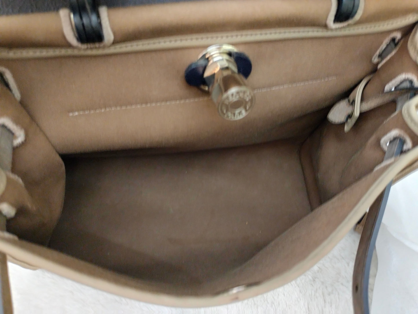 HB31 Zip Canvas Etoupe Flap Bleu Indigo PHW #C