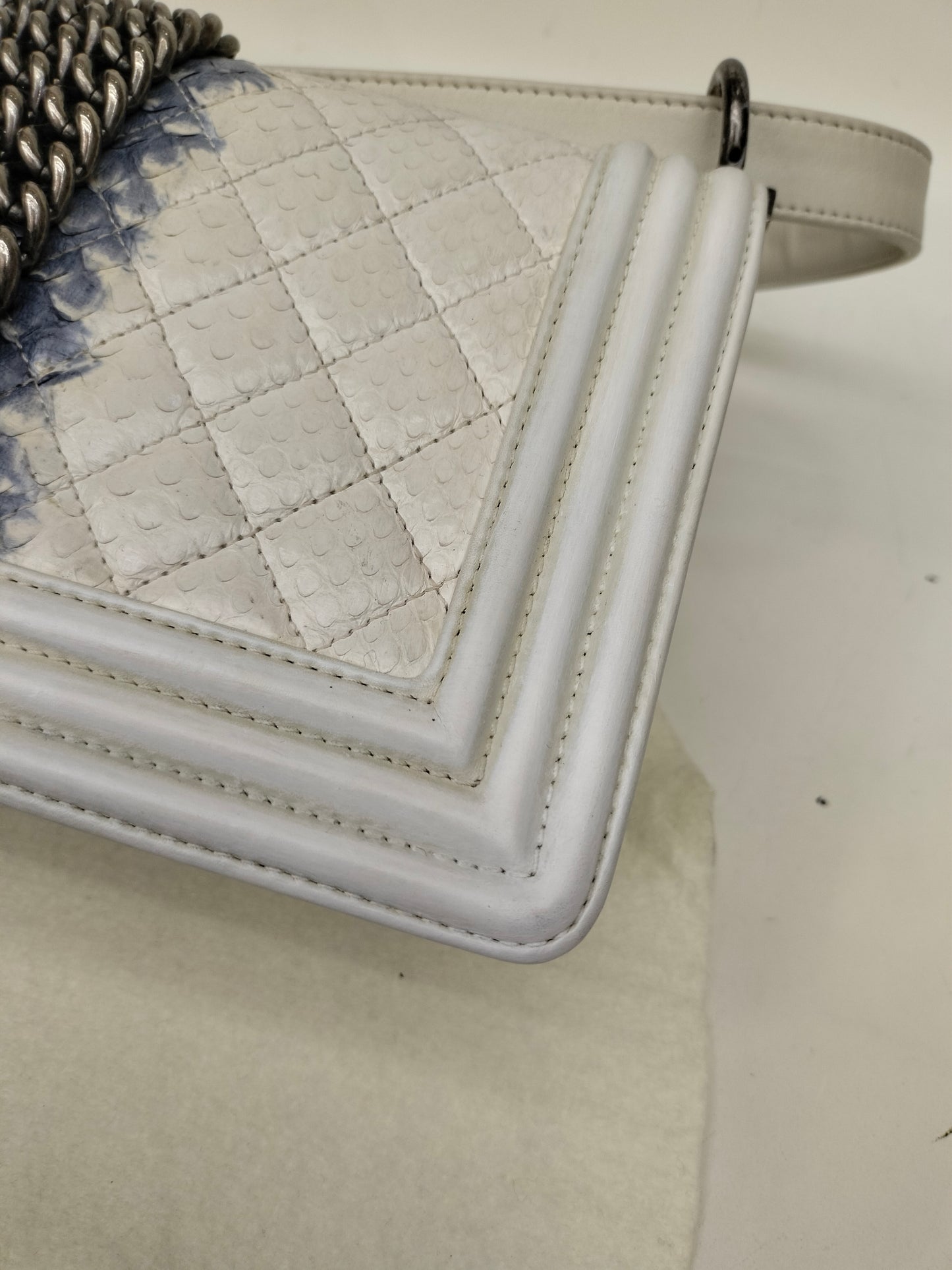 Chanel Boy 25 Rock Python White Blue RHW #17