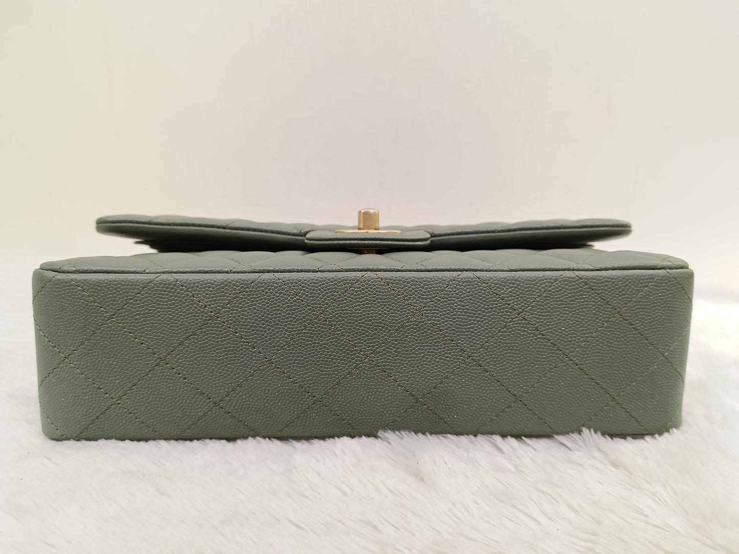 Chanel Medium Caviar Light Green GHW DF #25