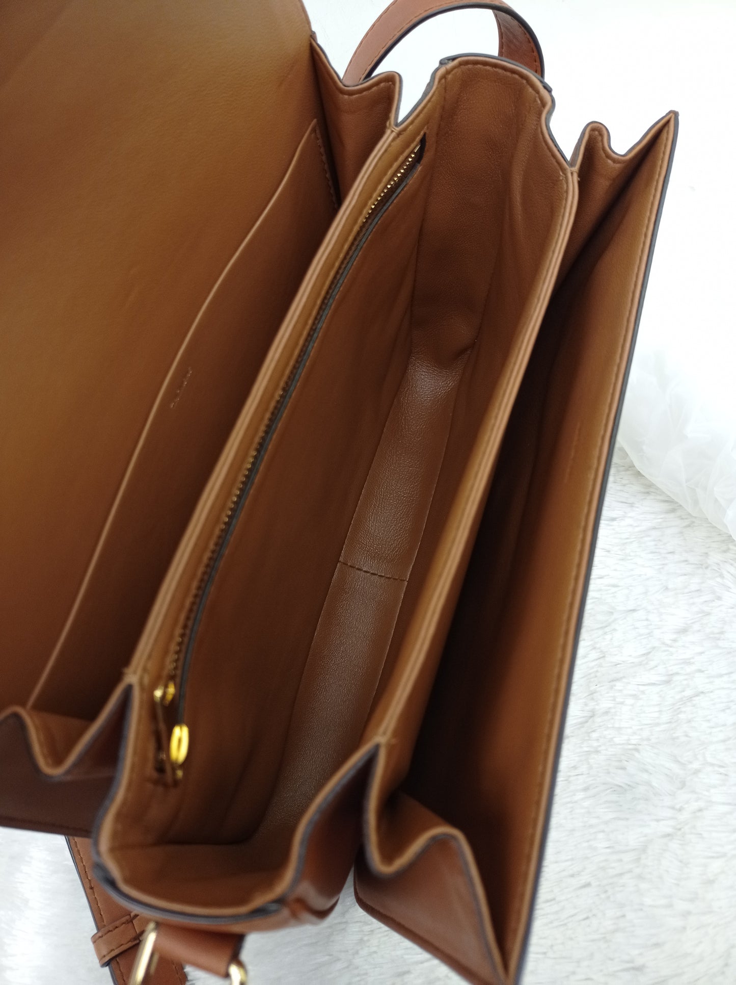 Celine Triomphe Canvas White Tan GHW 2019