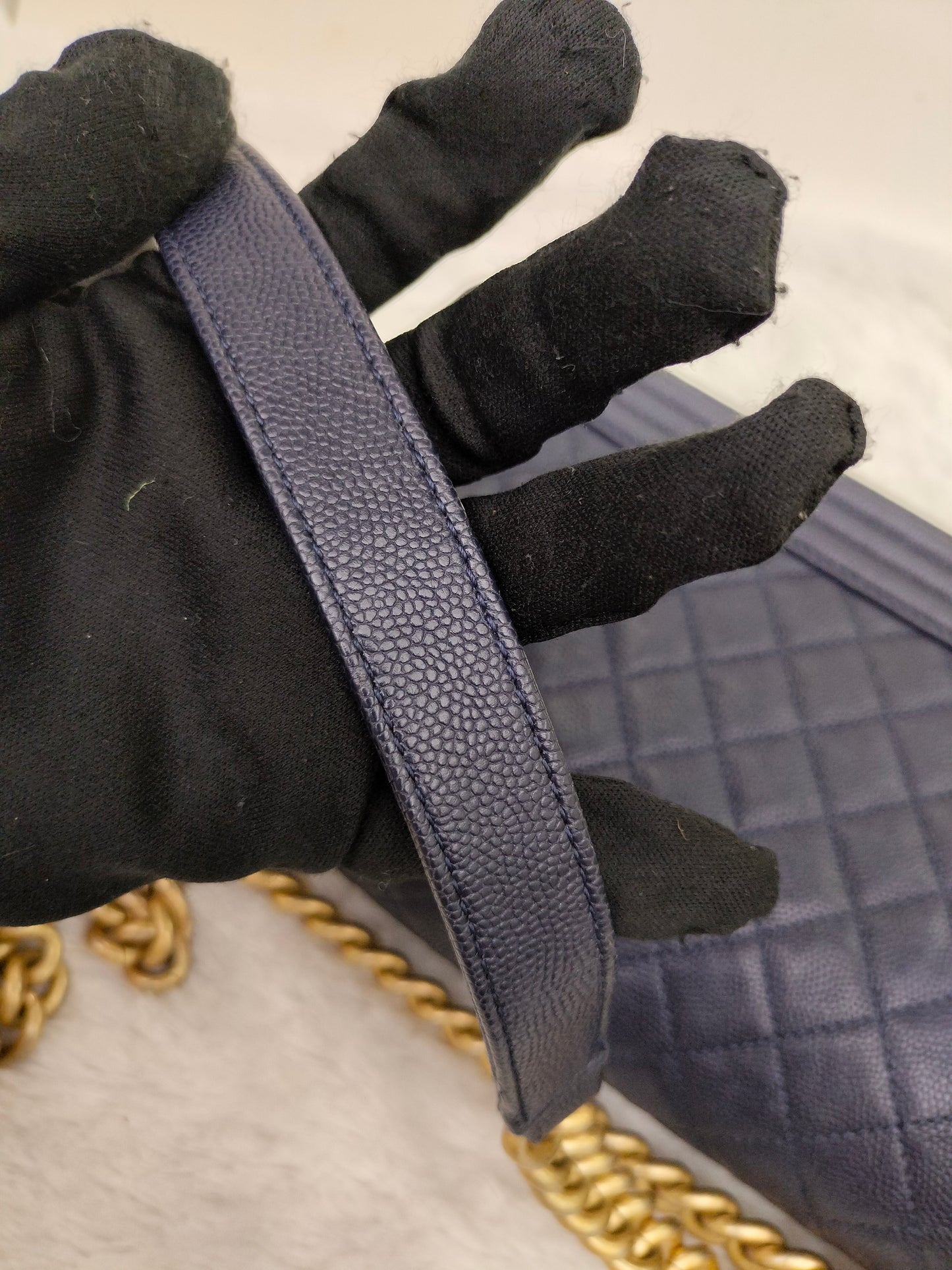 Chanel Boy 25 Caviar Navy GHW #25