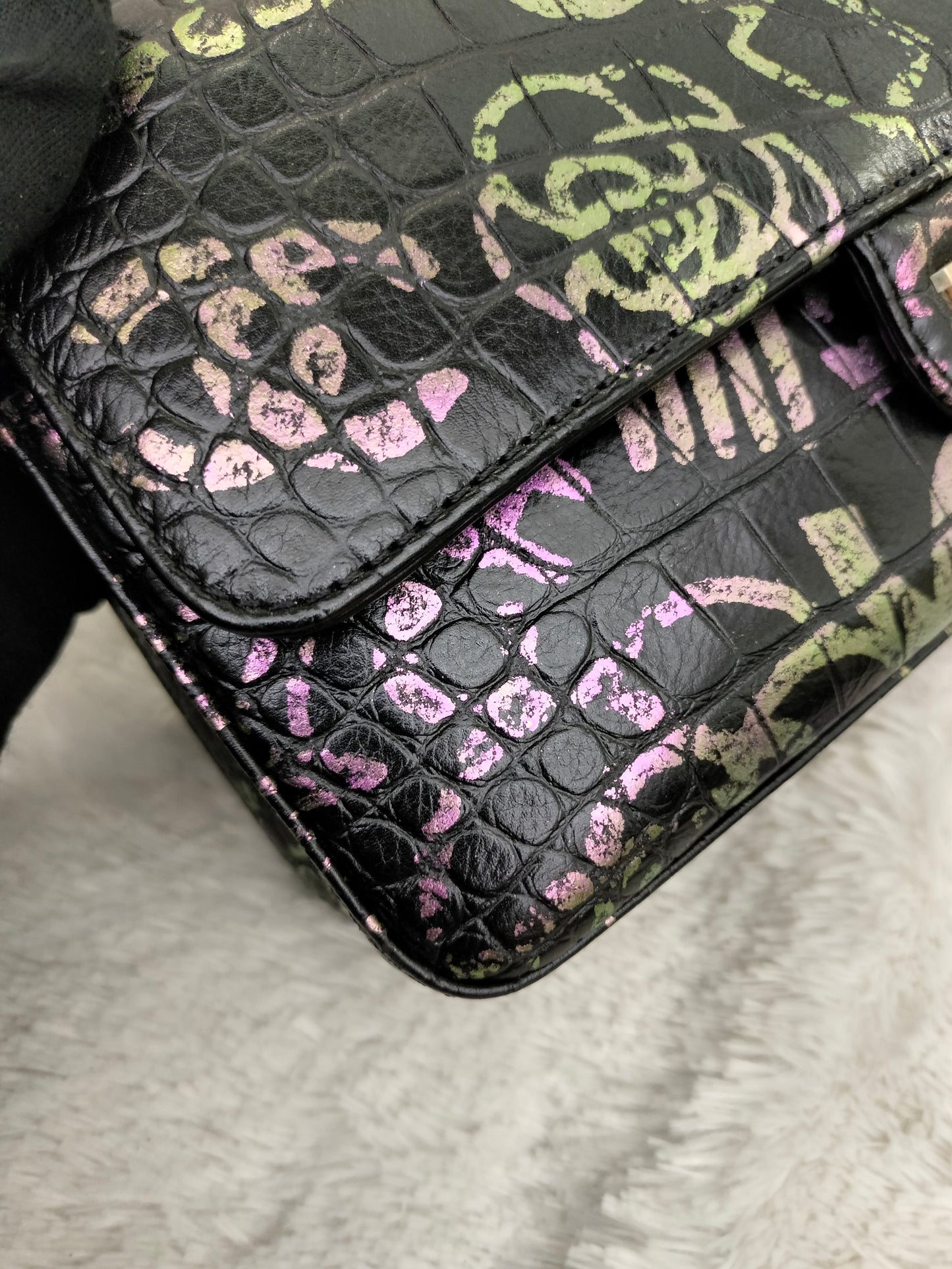 Chanel Reissue Medium Croco Graffity Black GHW DF #28