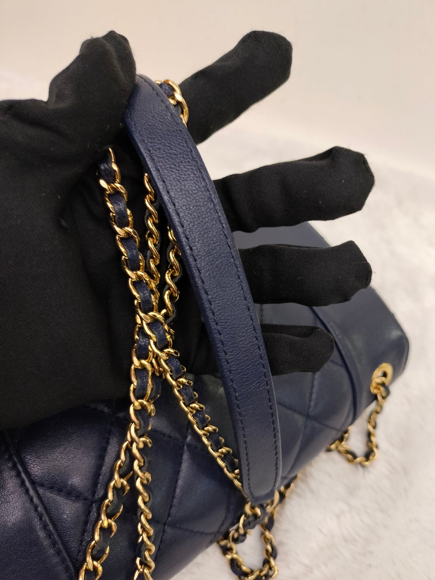 Chanel Mademoiselle Medium Flap Sheepskin Navy GHW #21