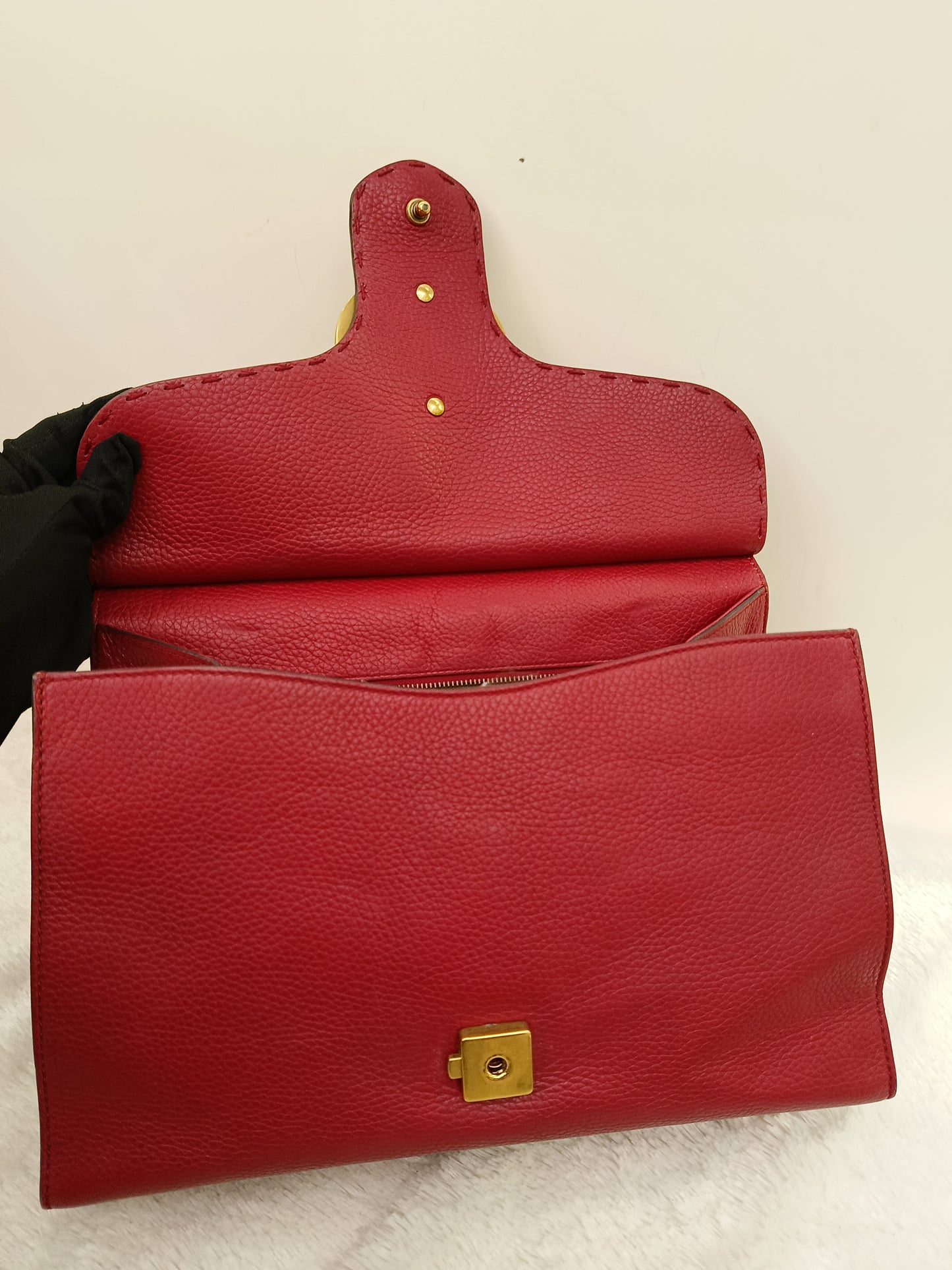 Gucci Top Handle Medium Marmont Grained Red GHW