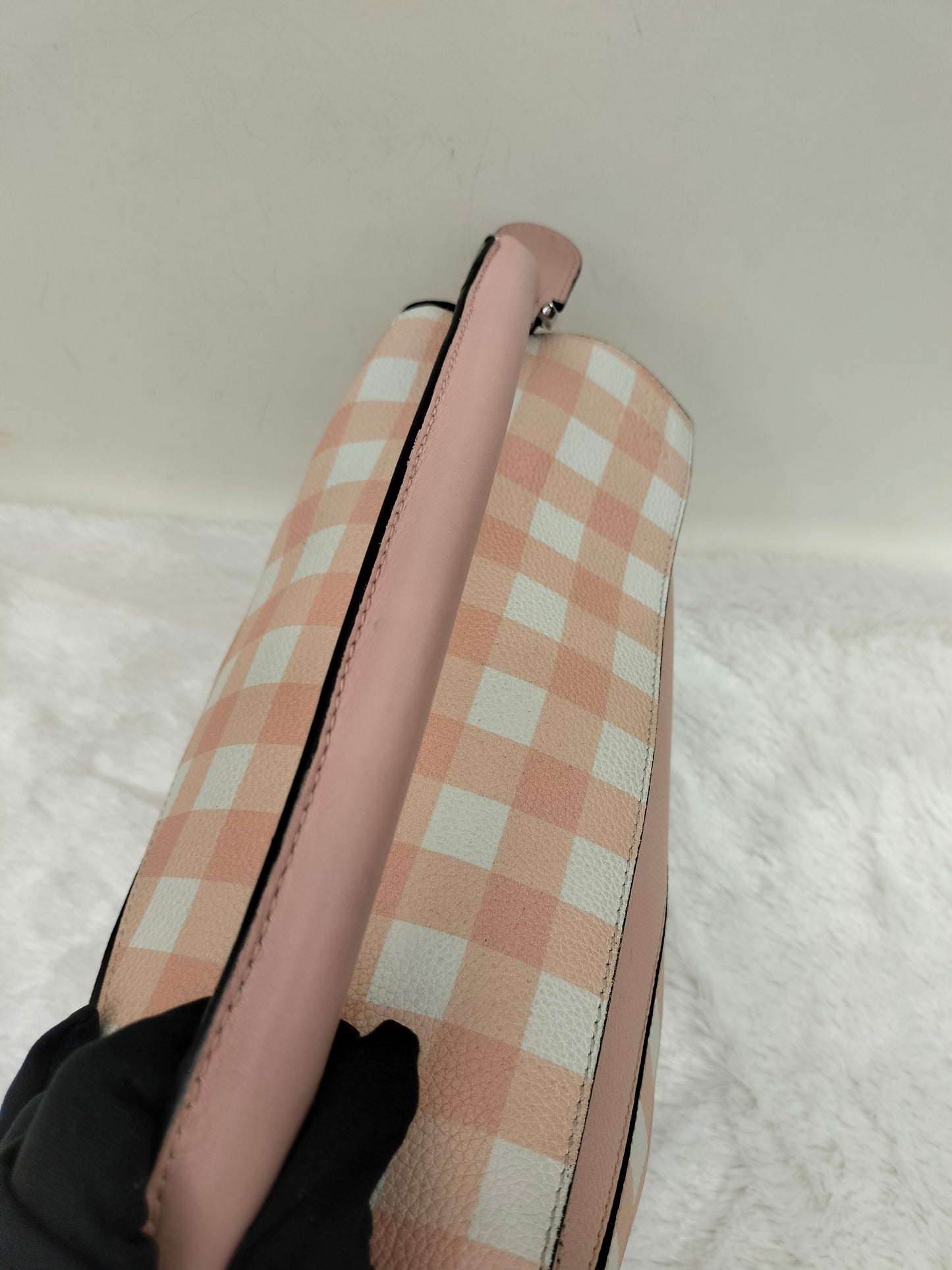Loewe Puzzle Gingham Medium Pink White SHW 2017