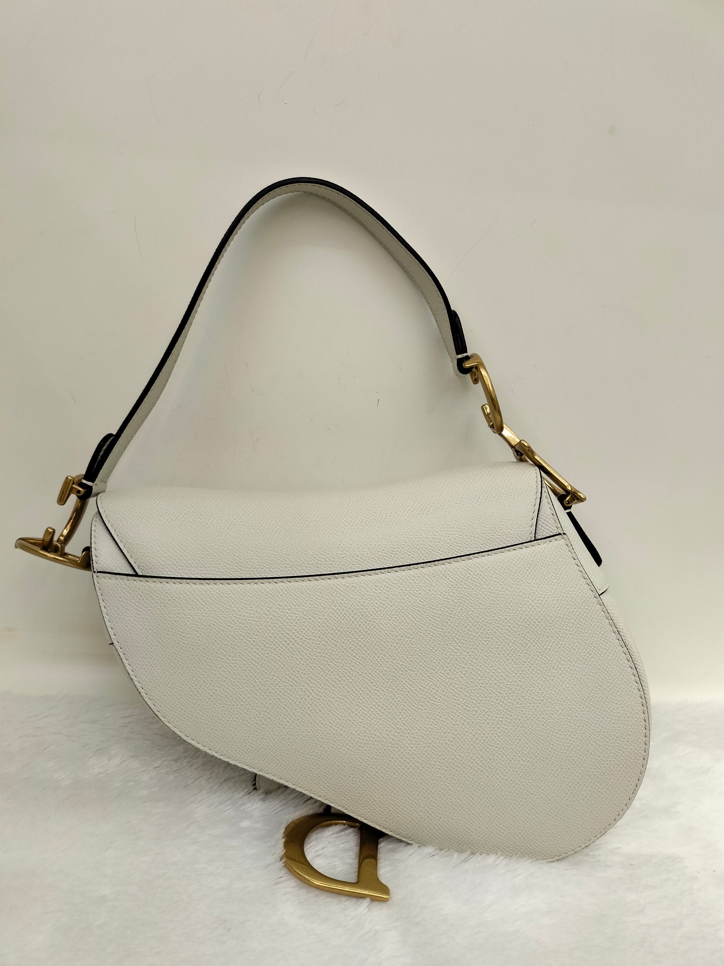 Dior Saddle Medium Grained White GHW 2020