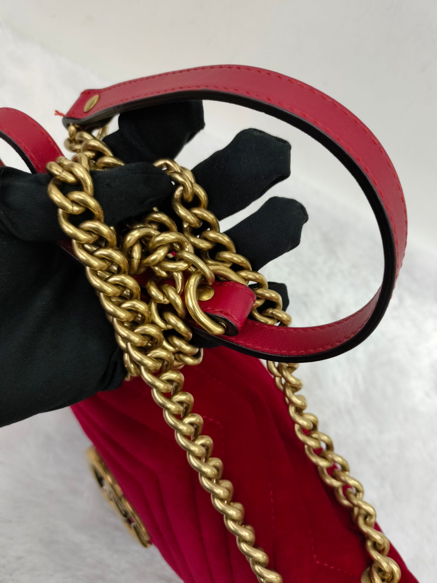 Gucci Marmont Small Velvet Red GHW 2018