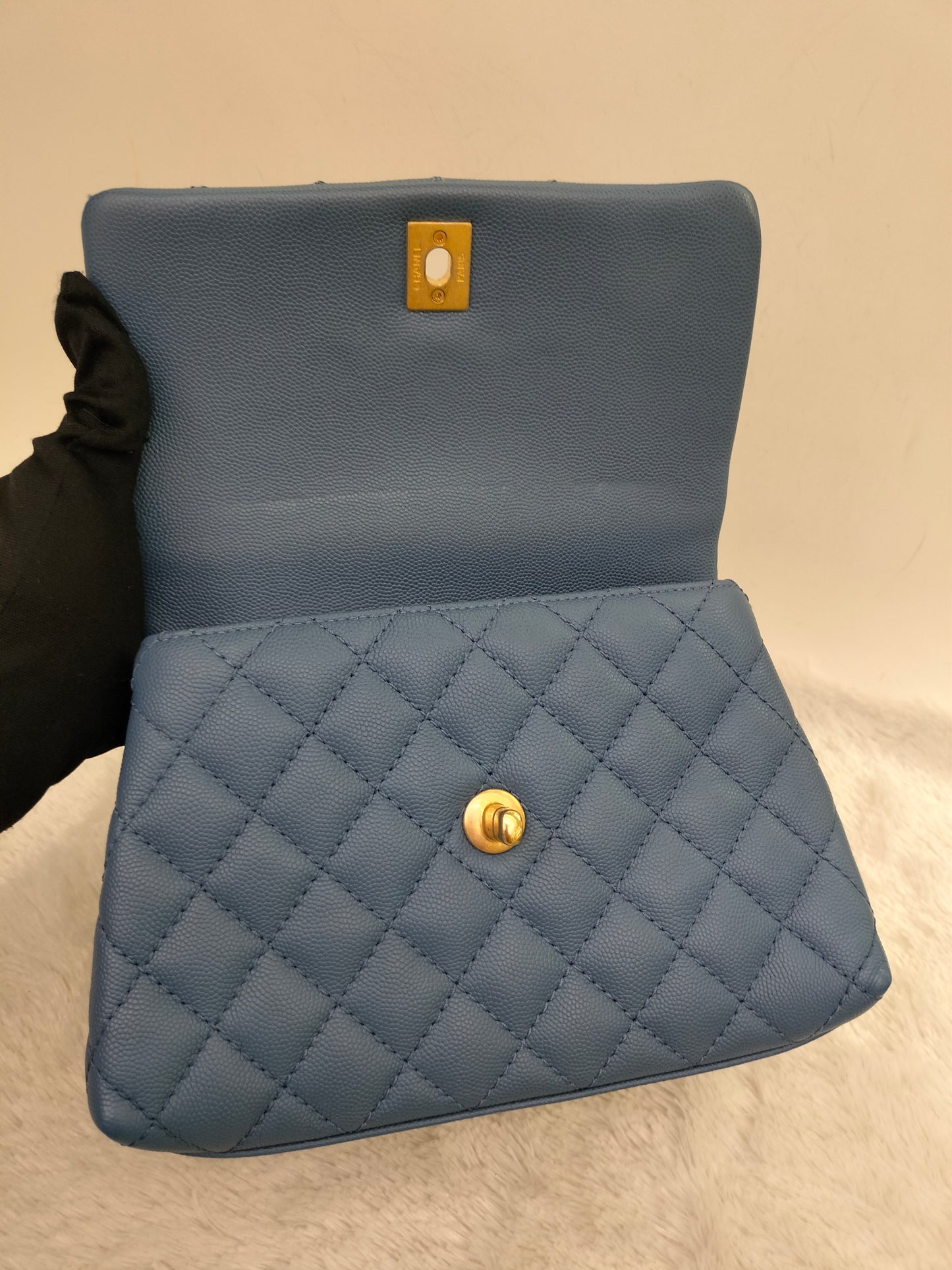 Chanel Coco Handle Small Caviar Blue GHW #25
