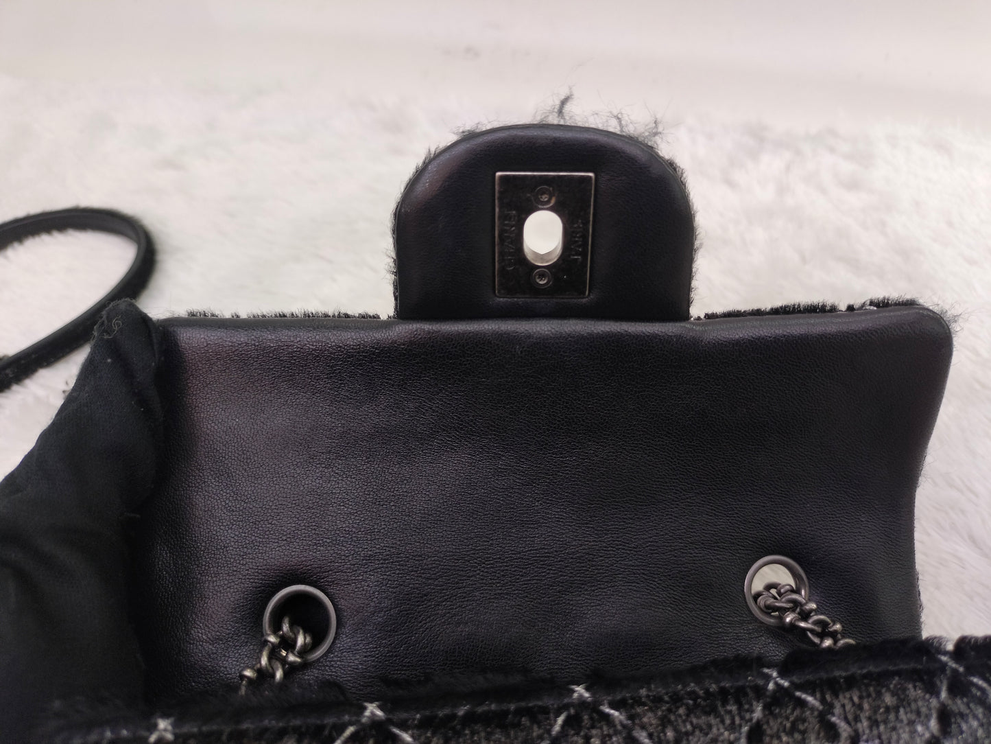 Chanel Mini Flap Calf Hair Metallic Black RHW #21