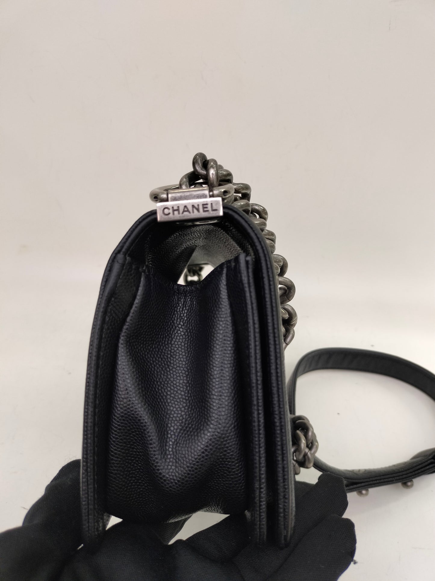 Chanel Boy 20 Chevron Caviar Black RHW #24
