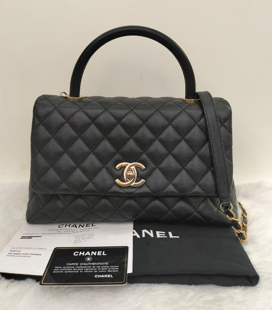 Chanel Coco Handle Medium Caviar Black GHW #25
