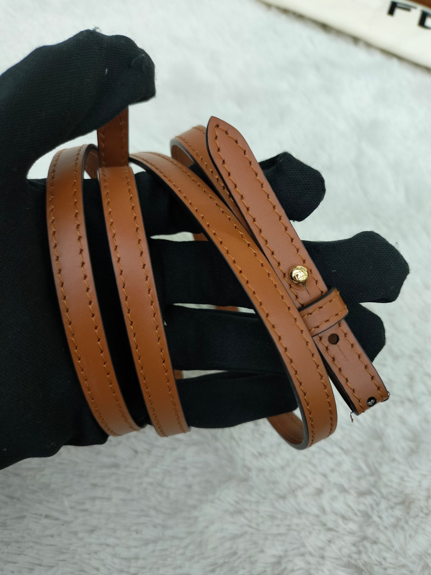 Fendi BTW Mini Embossed Logo Brown Handle Tortois GHW